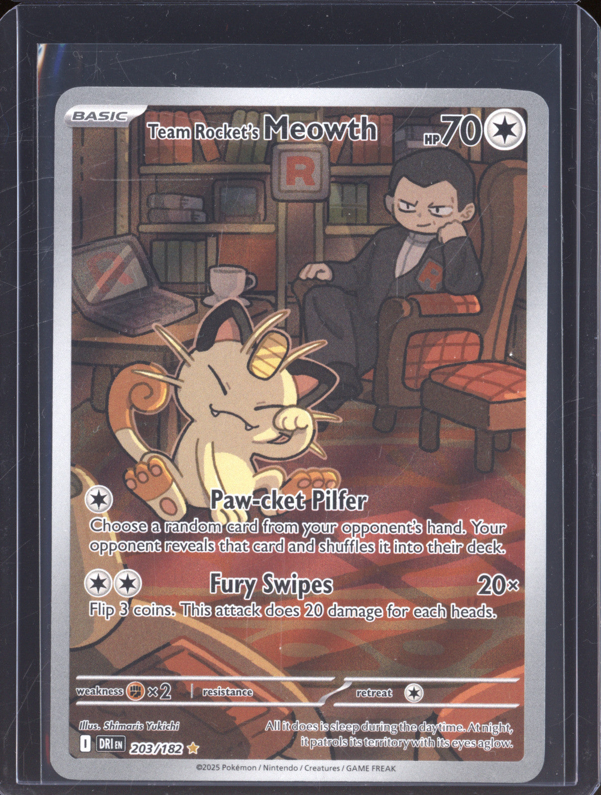 Team Rocket's Meowth 2025 Pokemon Destined Rivals DRI 203/182 Illustration Rare