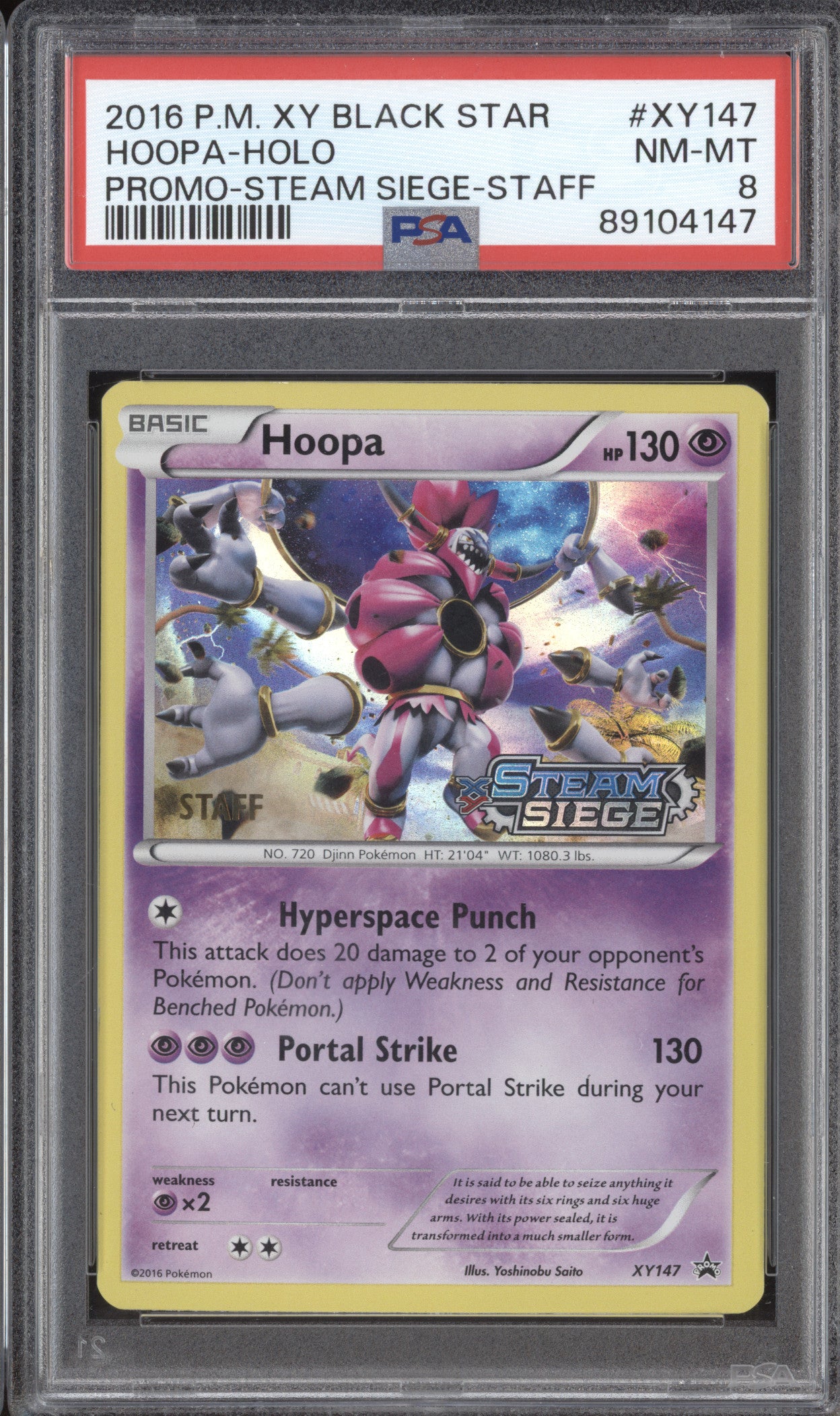 Hoopa 2016 Pokemon XY Promos XY147 Steam Siege Staff PSA 8