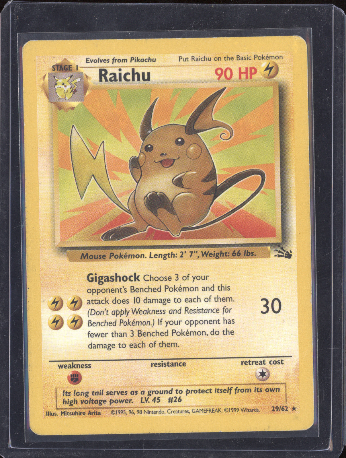 1999 Wizards of the Coast Fossil 29/62 Raichu Non-Holo