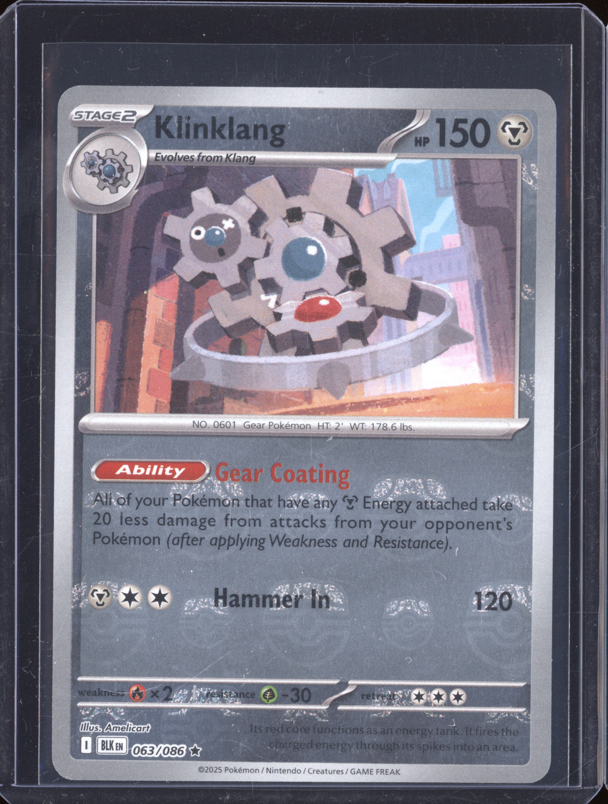 Klinklang 2025 Pokemon Black Bolt BLK 063/086 Master Ball Reverse Holo