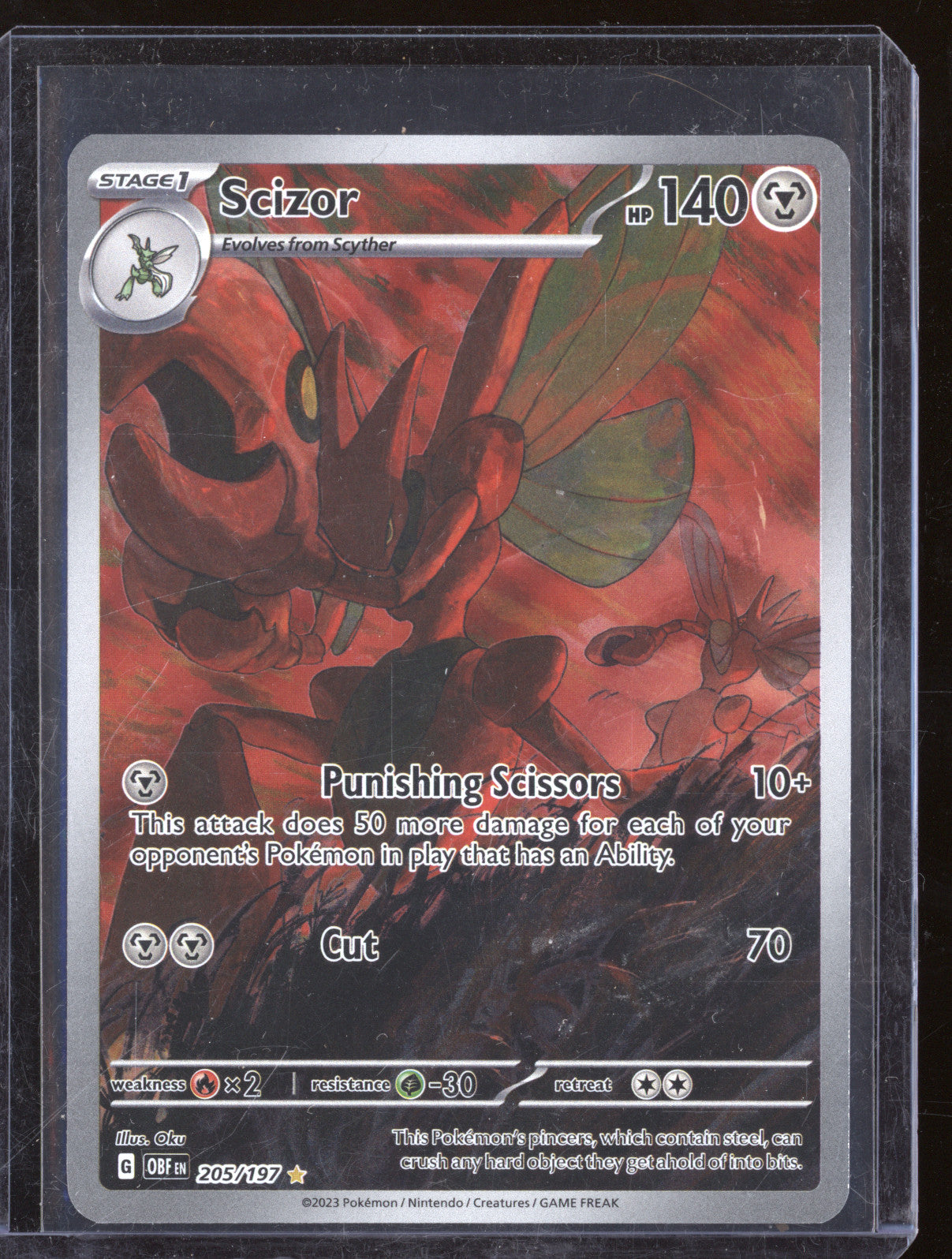 2023 Pokemon Obsidian Flames OBF 205/197 Scizor Illustration Rare