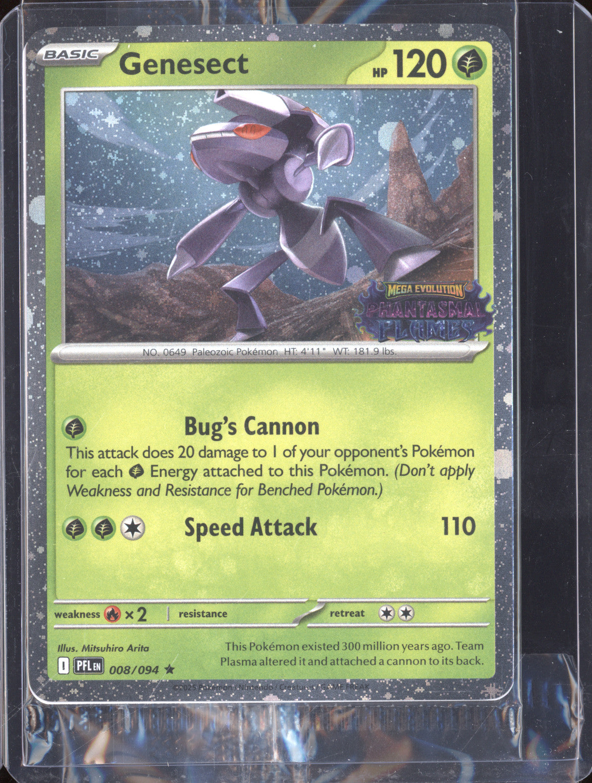 Genesect 2025 Pokemon Phantasmal Flames PFL 008/094 Holo Rare Stamped Promo