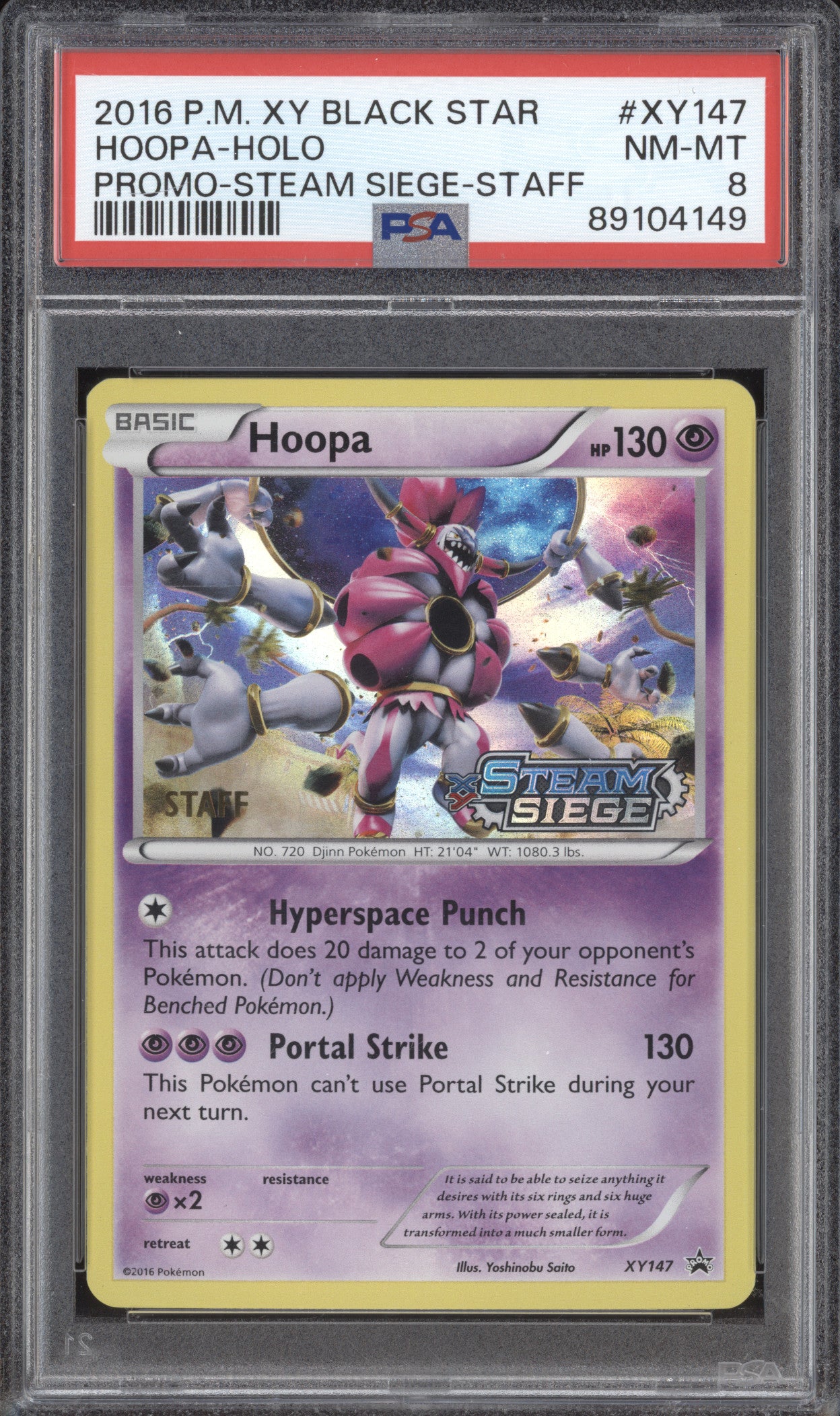 Hoopa 2016 Pokemon XY Promos XY147 Steam Siege Staff PSA 8