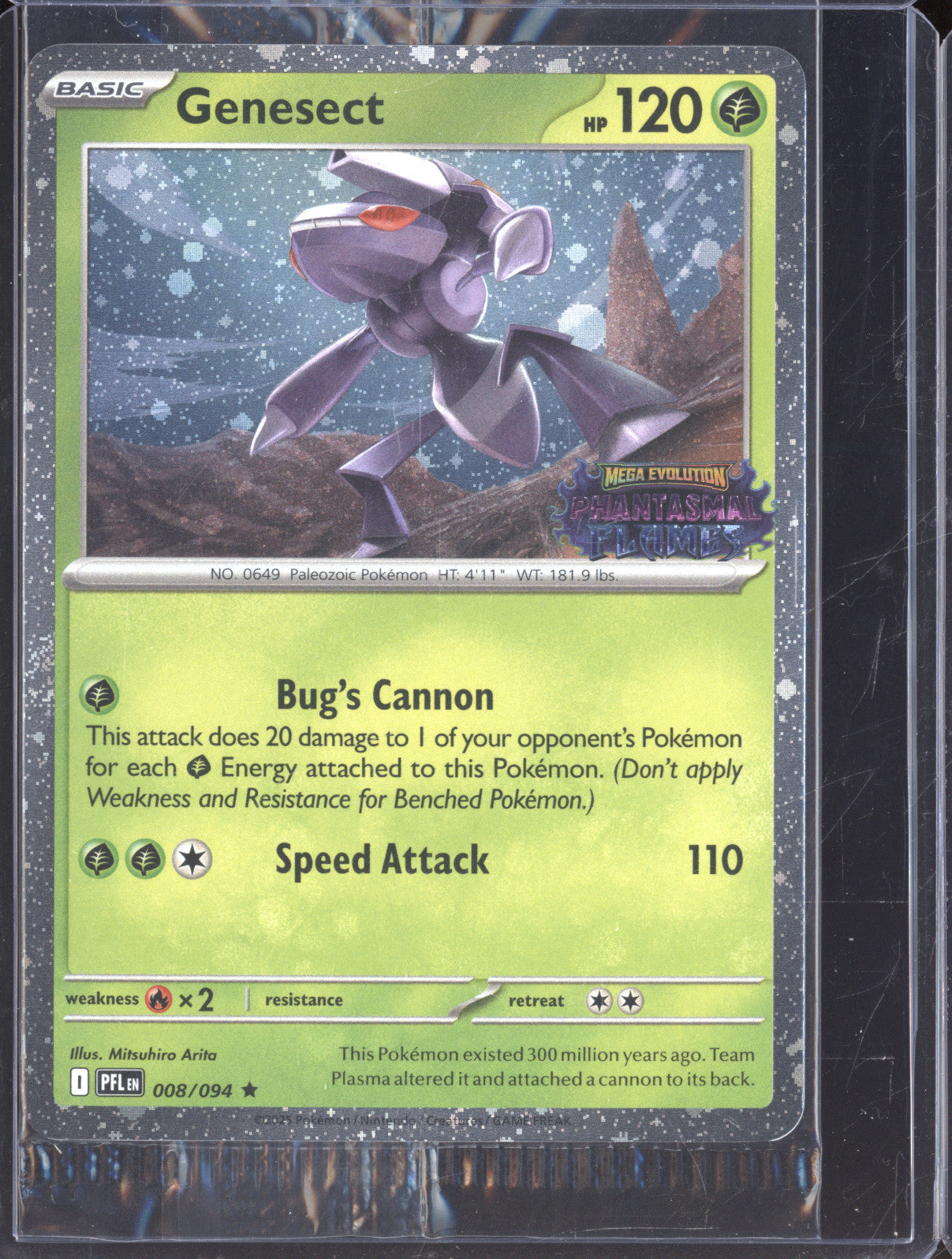 Genesect 2025 Pokemon Phantasmal Flames PFL 008/094 Holo Rare Stamped Promo
