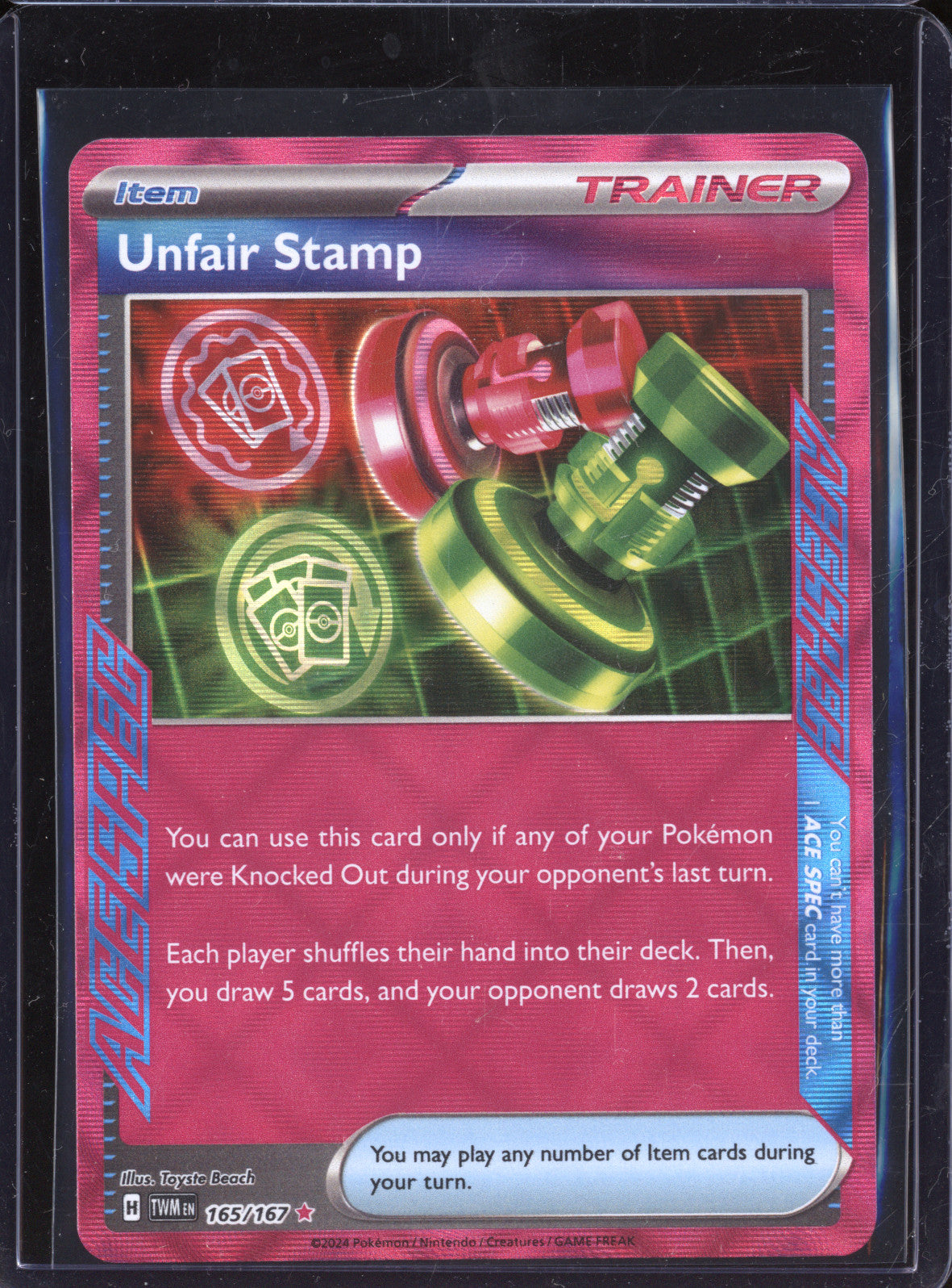 Unfair Stamp 2024 Pokemon Twilight Masquerade 165/167 Ace Spec Rare