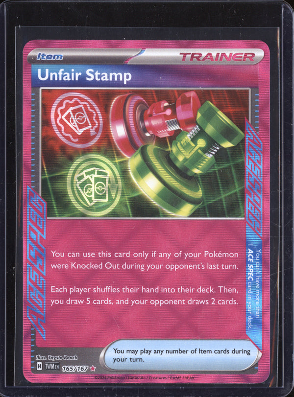 Unfair Stamp 2024 Pokemon Twilight Masquerade 165/167 Ace Spec Rare