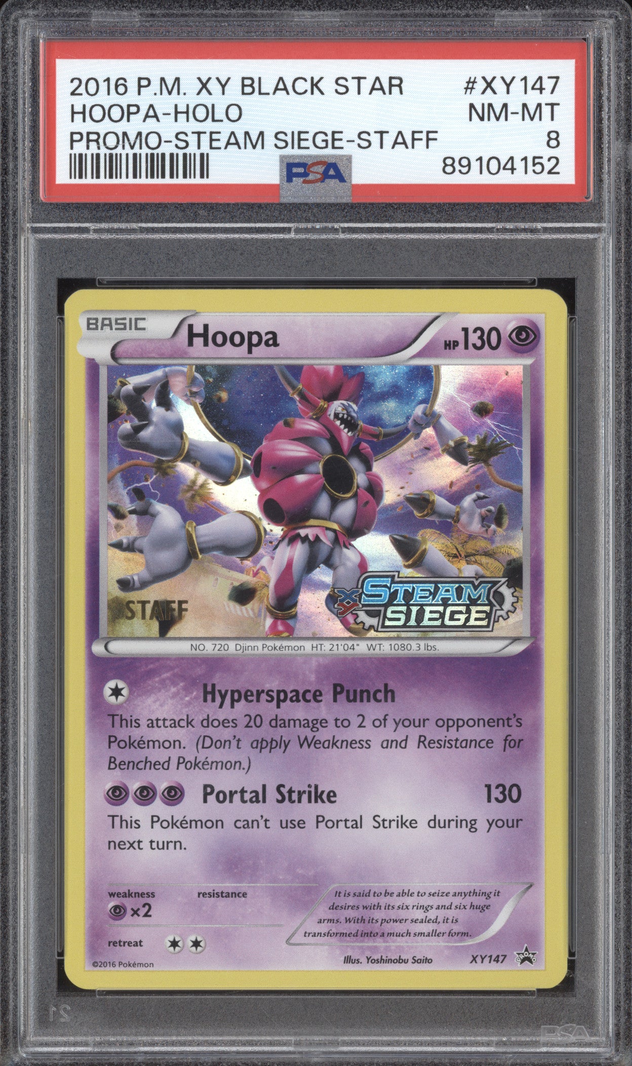 Hoopa 2016 Pokemon XY Promos XY147 Steam Siege Staff PSA 8