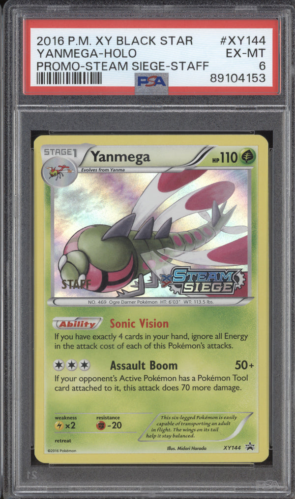 Yanmega 2016 Pokemon XY Promos XY144 Steam Siege Staff PSA 6