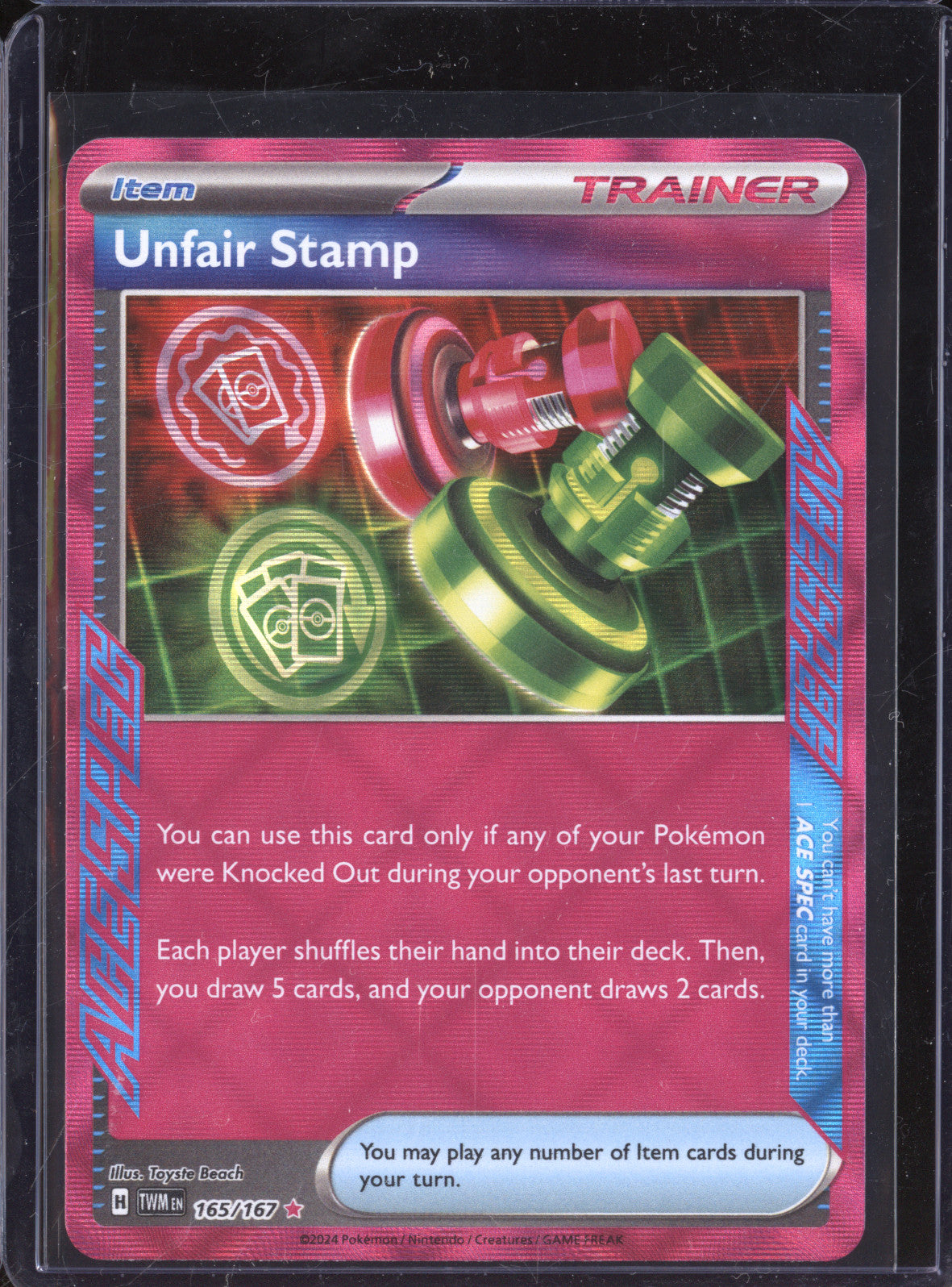 Unfair Stamp 2024 Pokemon Twilight Masquerade 165/167 Ace Spec Rare