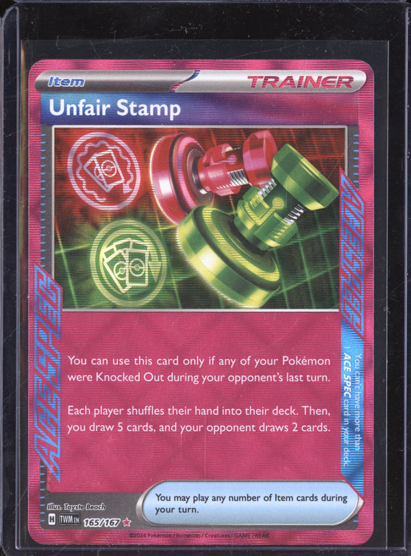 Unfair Stamp 2024 Pokemon Twilight Masquerade 165/167 Ace Spec Rare