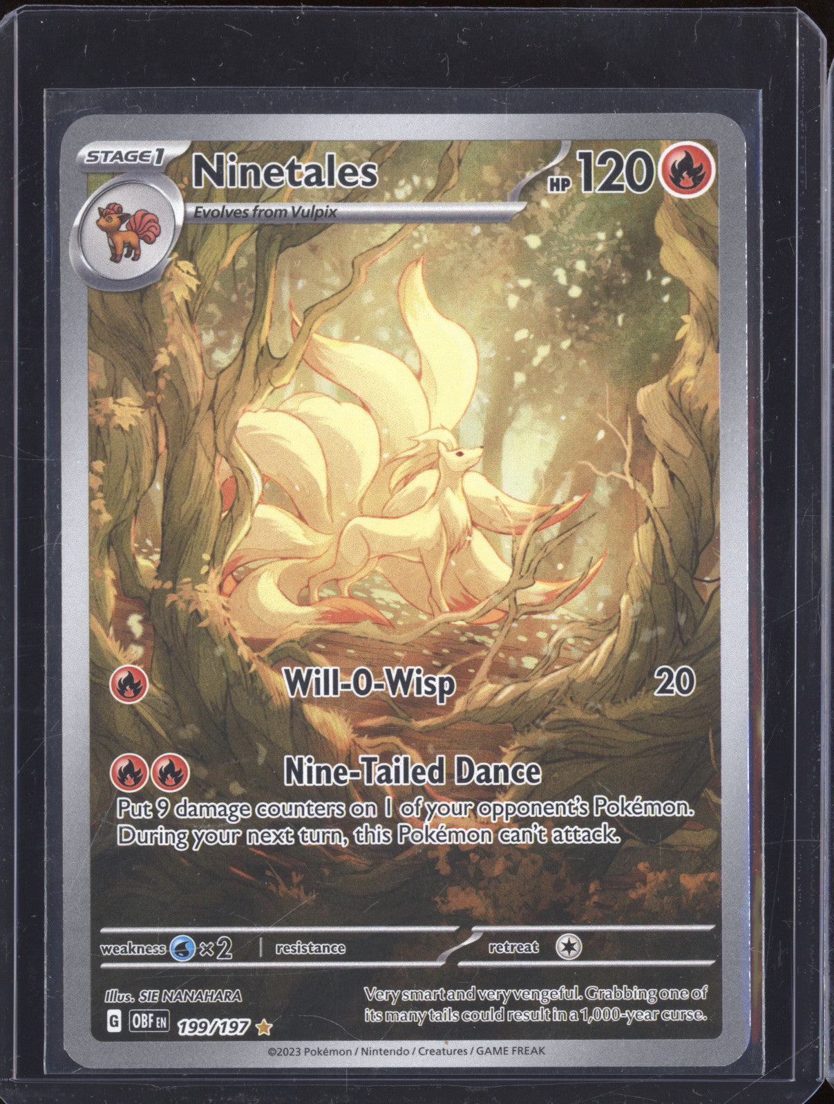 Ninetales 2023 Pokemon Obsidian Flames OBF 199/197 Illustration Rare