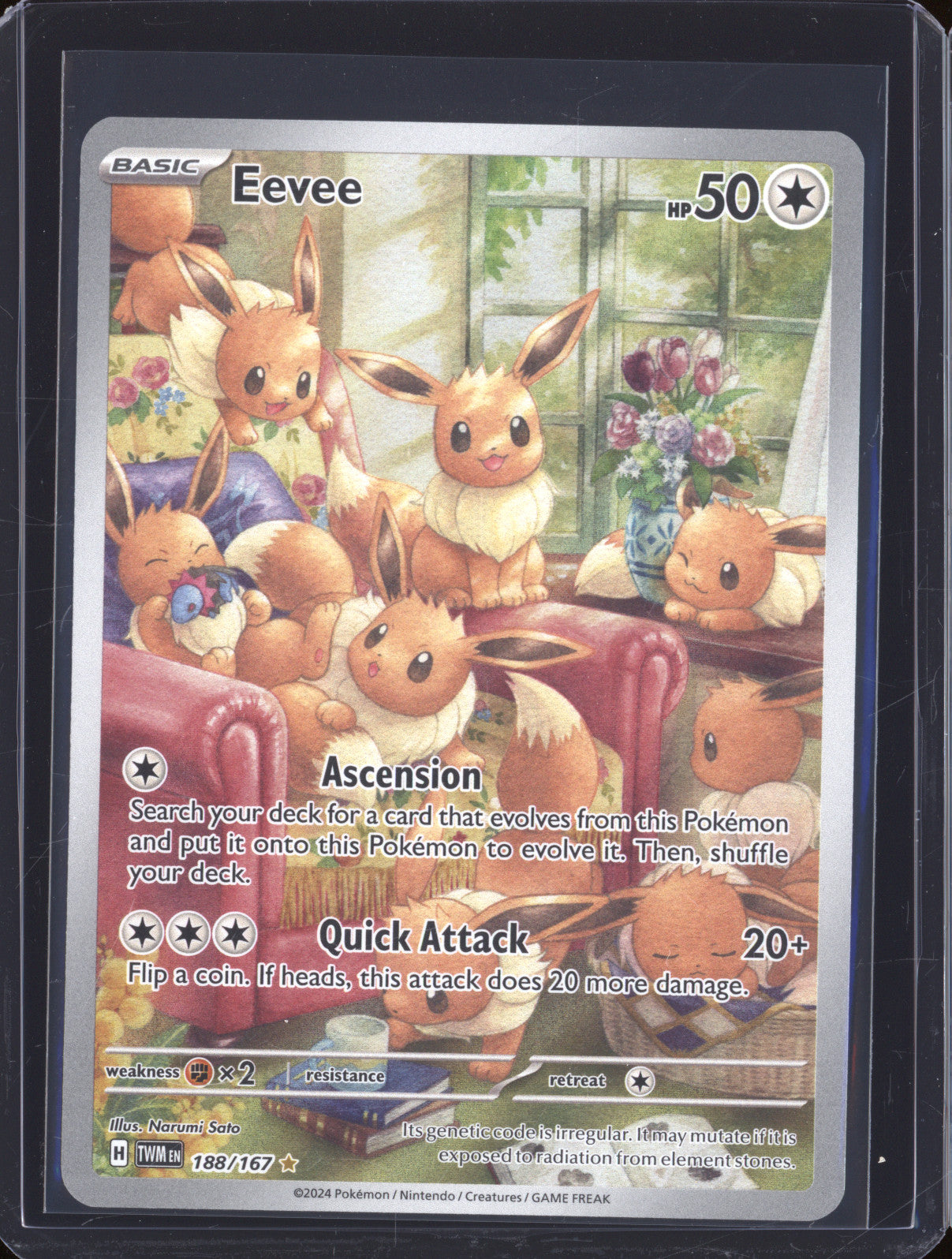 Eevee 2024 Pokemon Twilight Masquerade TWM 188/167 Illustration Rare