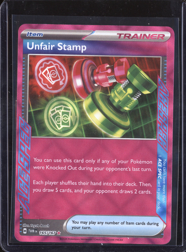 Unfair Stamp 2024 Pokemon Twilight Masquerade 165/167 Ace Spec Rare