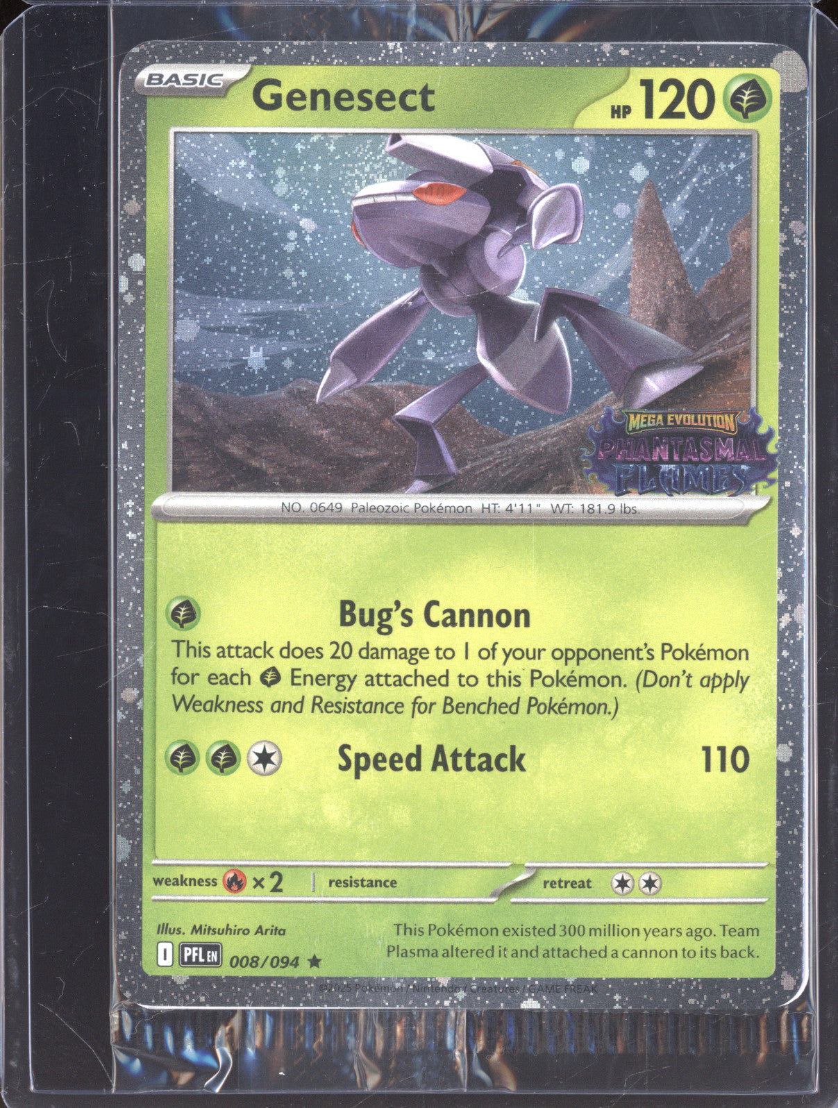 Genesect 2025 Pokemon Phantasmal Flames PFL 008/094 Holo Rare Stamped Promo
