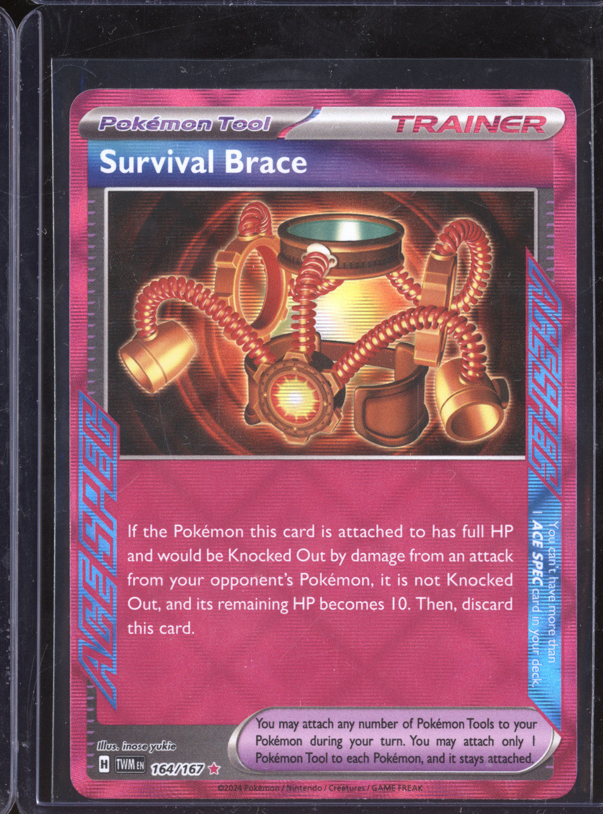 Survival Brace 2024 Pokemon Twilight Masquerade 164/167 Ace Spec Rare