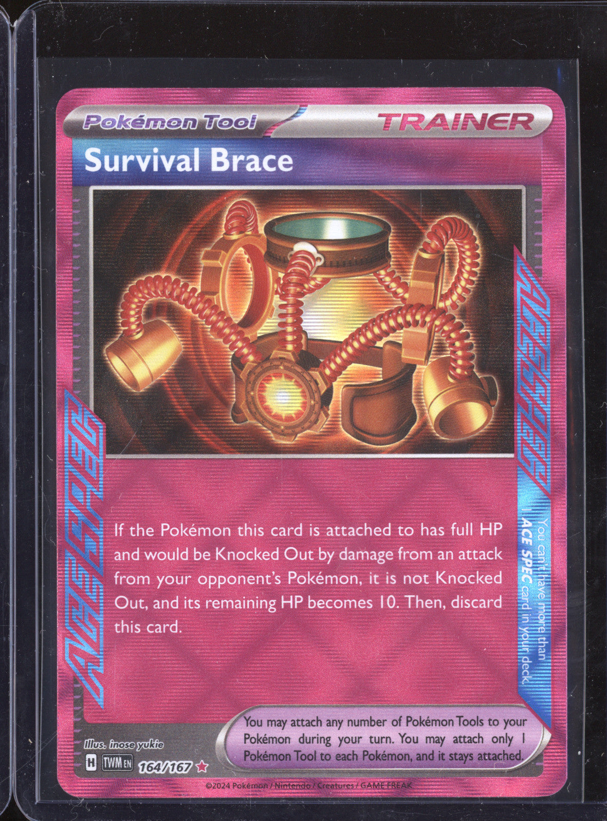 Survival Brace 2024 Pokemon Twilight Masquerade 164/167 Ace Spec Rare