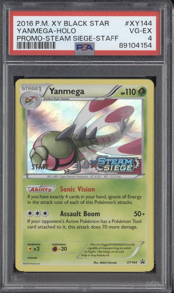 Yanmega 2016 Pokemon XY Promos XY144 Steam Siege Staff PSA 4