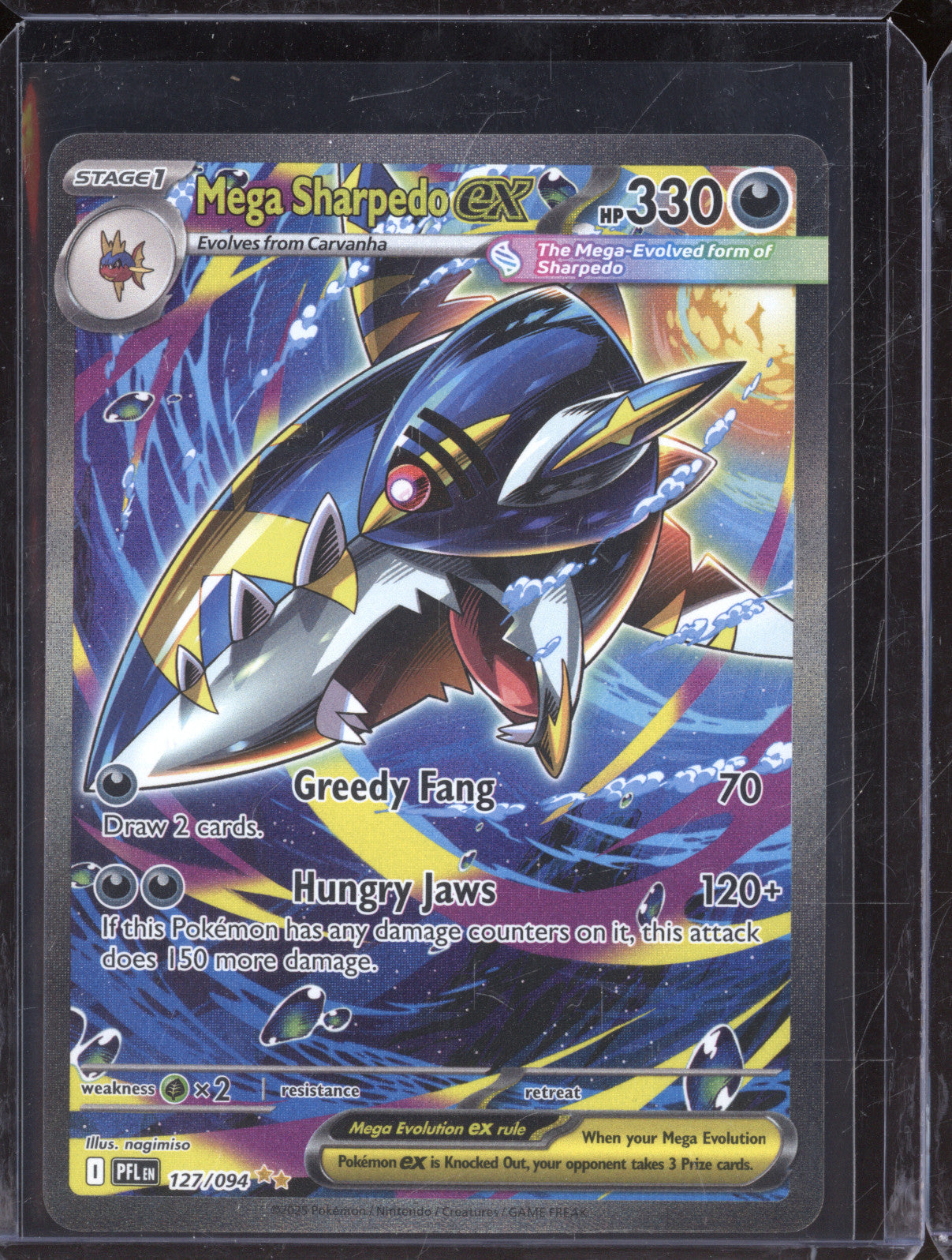 2025 Pokemon Phantasmal Flames PFL 127/094 Mega Sharpedo ex Special Illustration