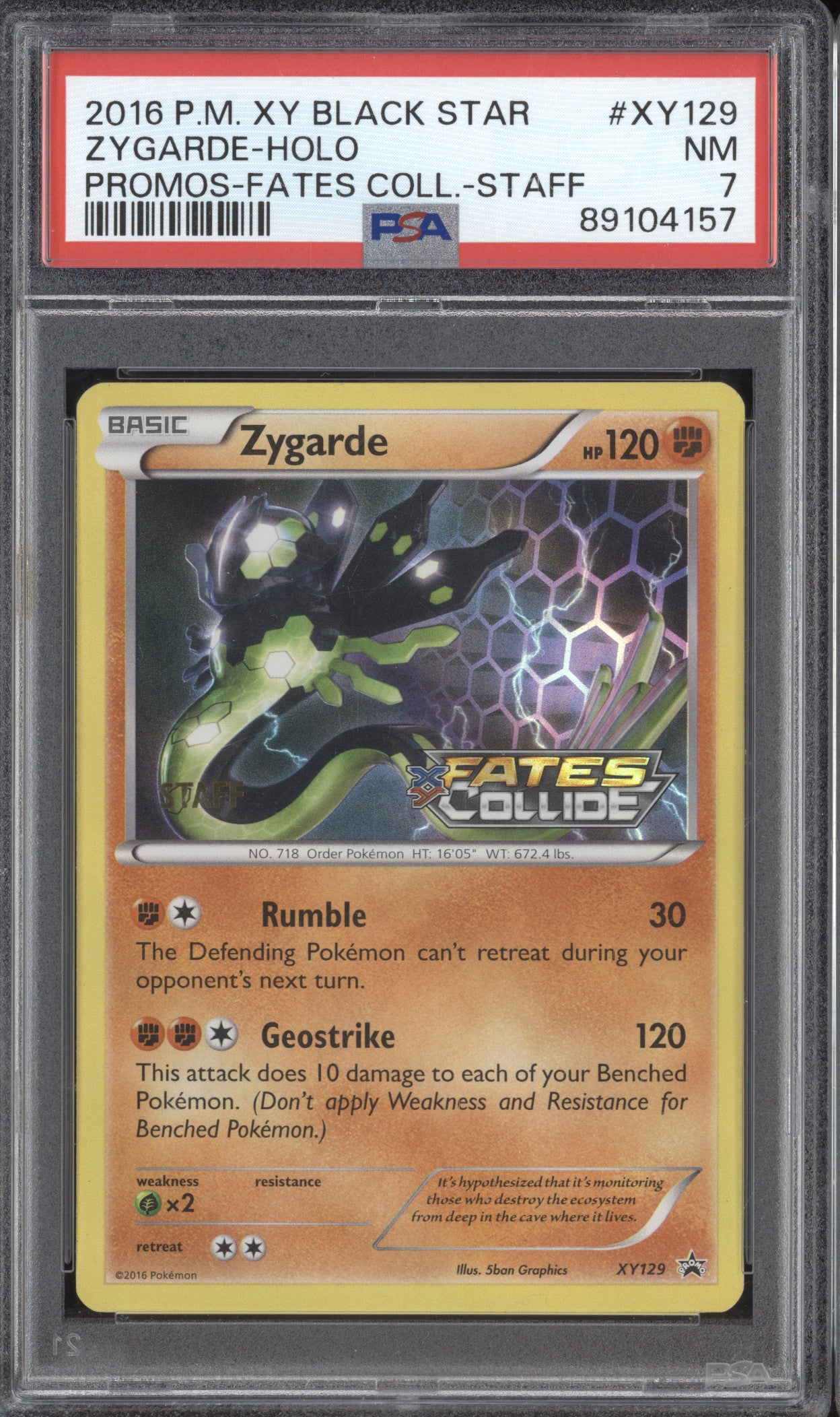 Zygarde 2016 Pokemon XY Promos XY129 Fates Collide Staff PSA 7