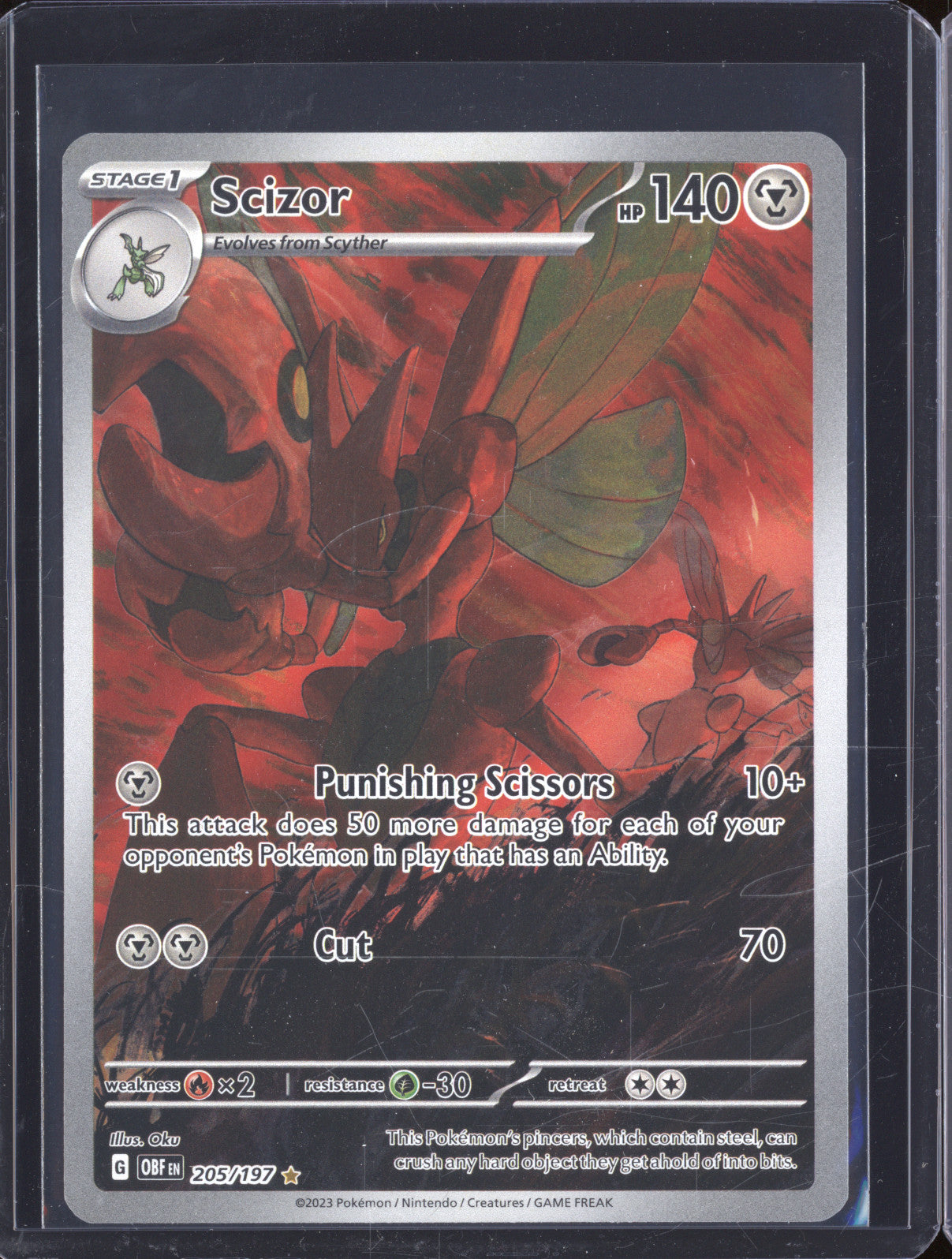 2023 Pokemon Obsidian Flames OBF 205/197 Scizor Illustration Rare