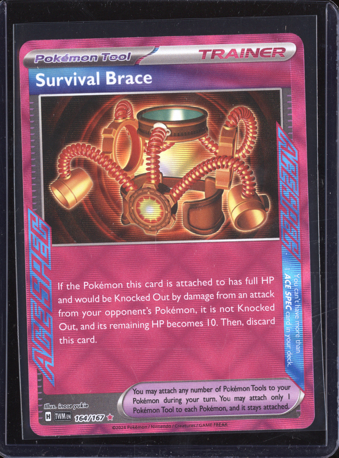 Survival Brace 2024 Pokemon Twilight Masquerade 164/167 Ace Spec Rare