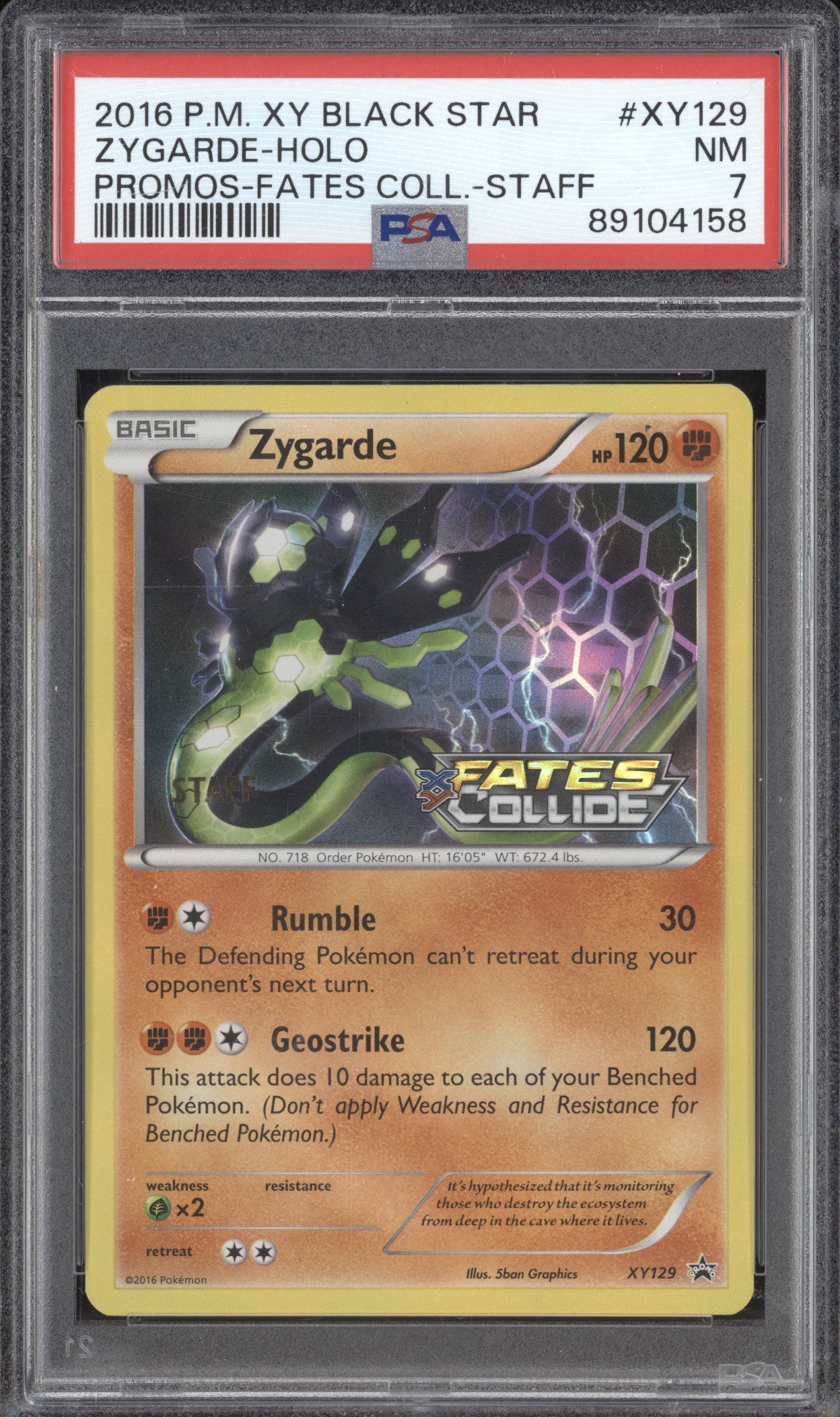 Zygarde 2016 Pokemon XY Promos XY129 Fates Collide Staff PSA 7