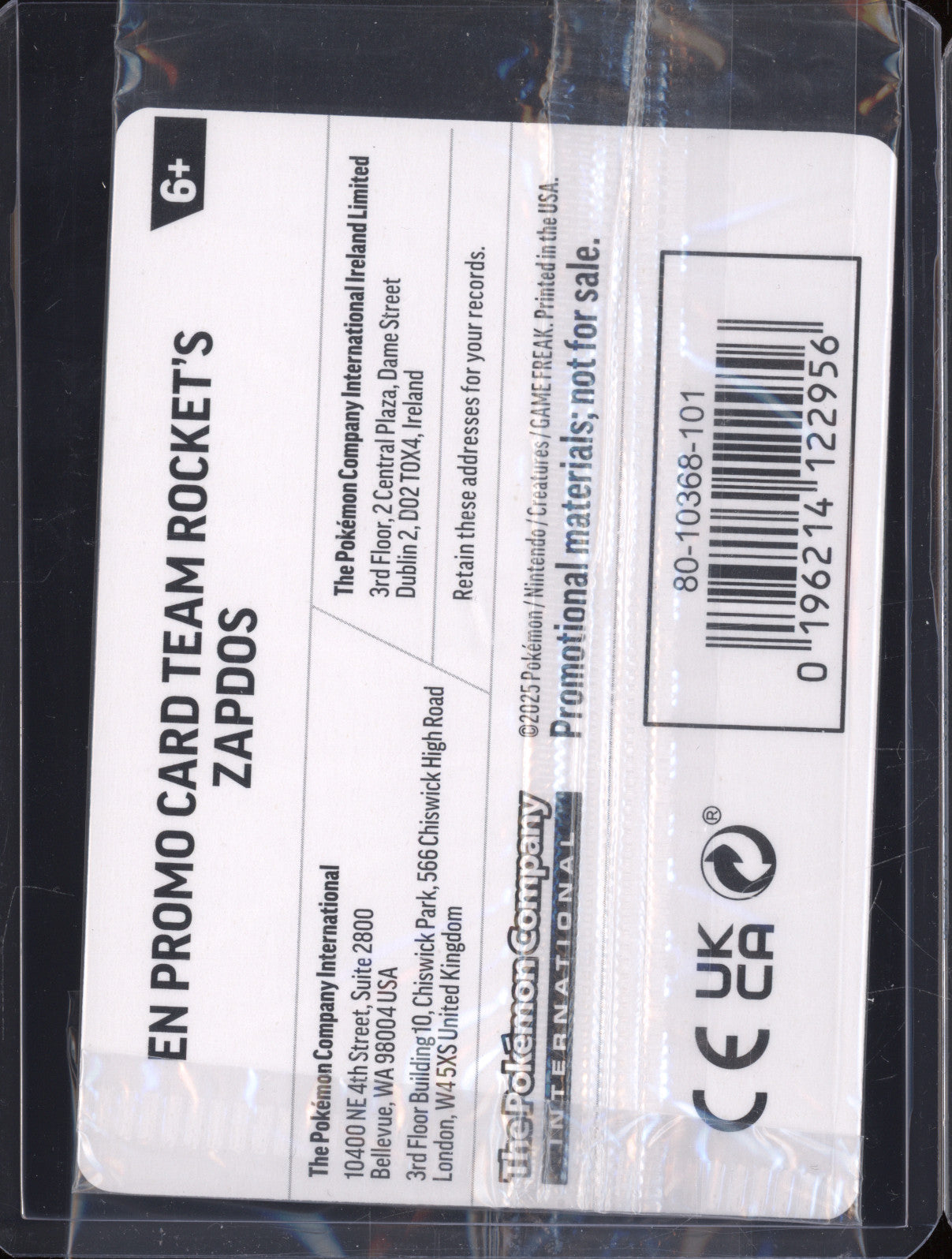 Team Rocket's Zapdos 2025 Pokemon Destined Rivals DRI 070/182 EB Games Promo