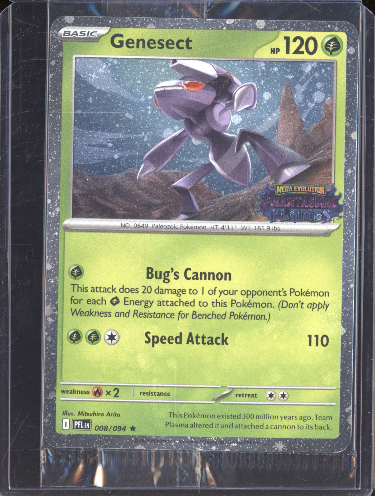 Genesect 2025 Pokemon Phantasmal Flames PFL 008/094 Holo Rare Stamped Promo