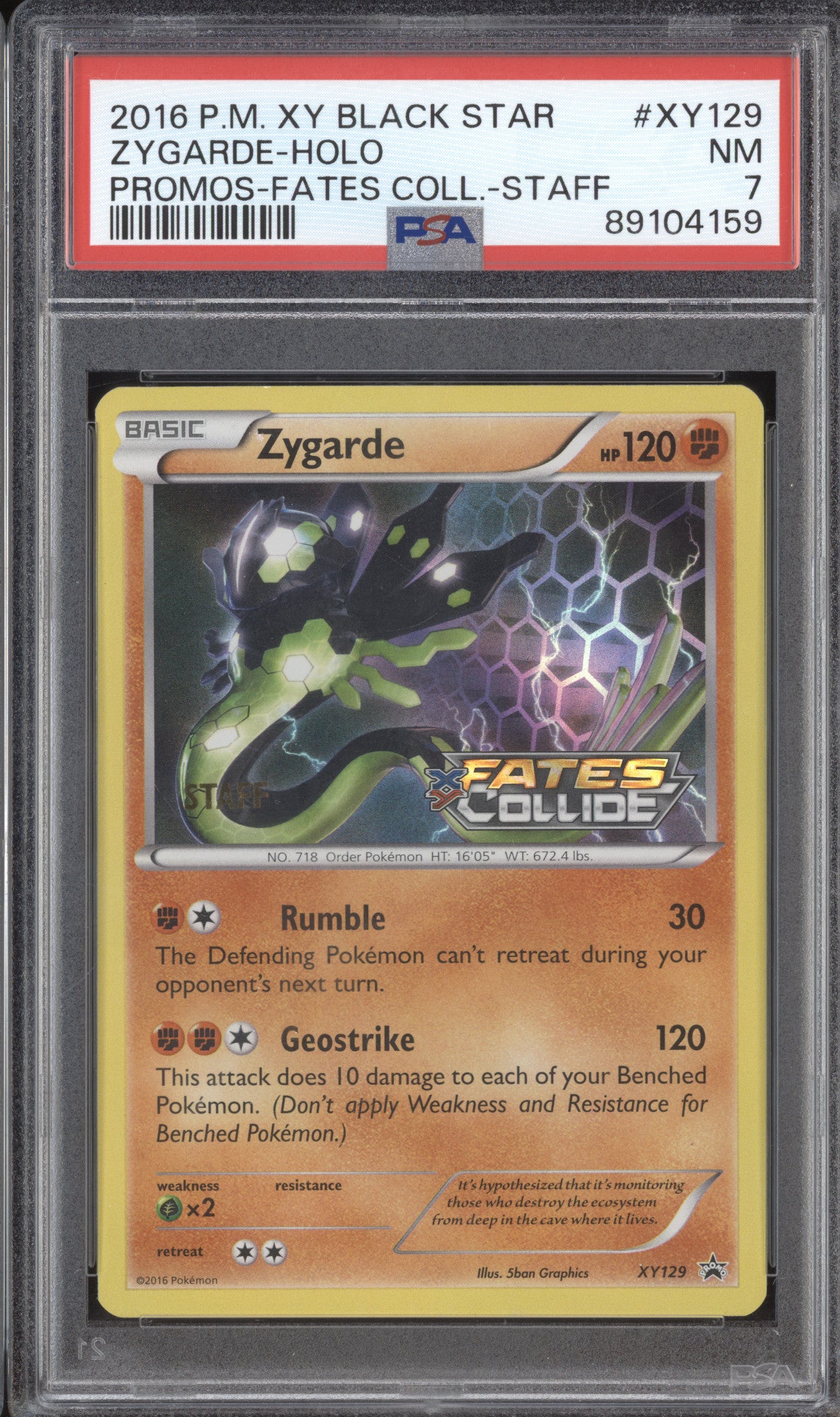 Zygarde 2016 Pokemon XY Promos XY129 Fates Collide Staff PSA 7