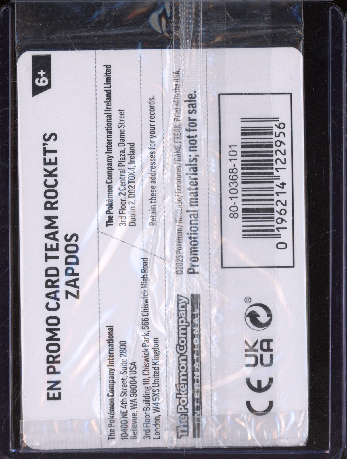 Team Rocket's Zapdos 2025 Pokemon Destined Rivals DRI 070/182 EB Games Promo