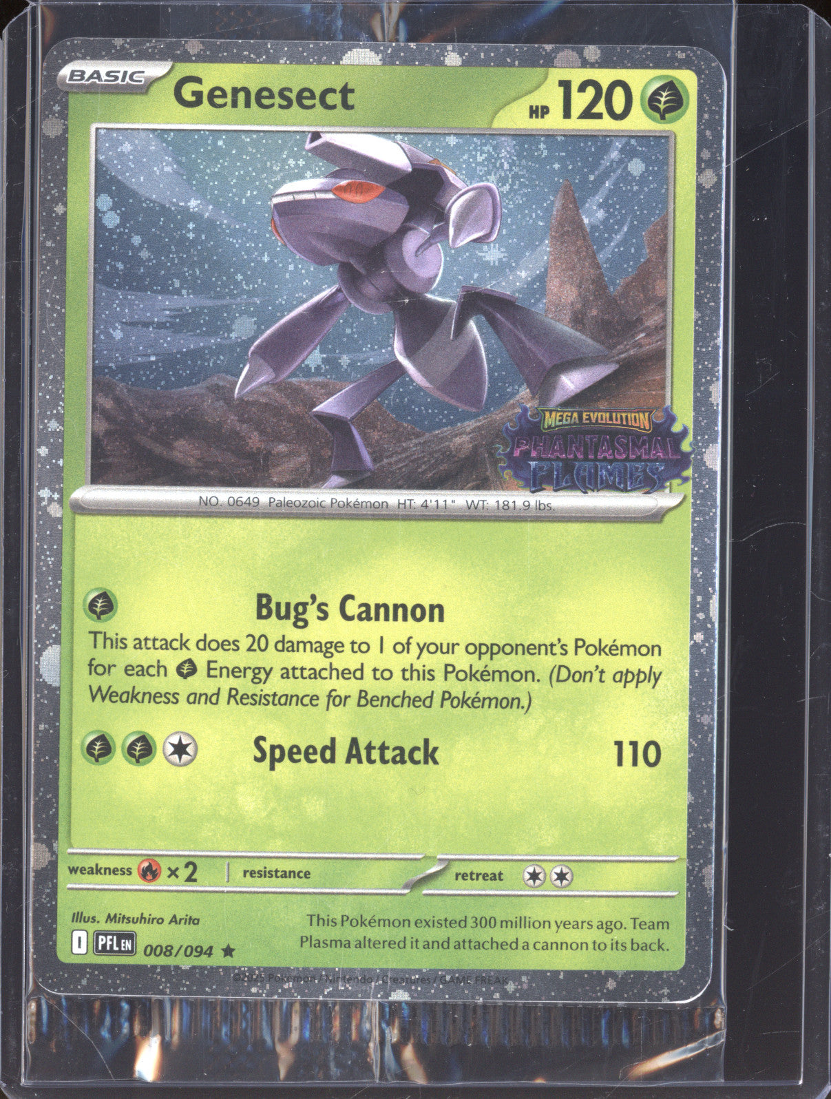 Genesect 2025 Pokemon Phantasmal Flames PFL 008/094 Holo Rare Stamped Promo