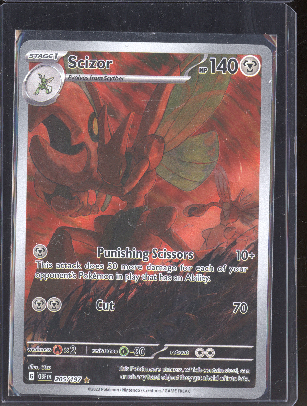 2023 Pokemon Obsidian Flames 205 Scizor Illustration Rare