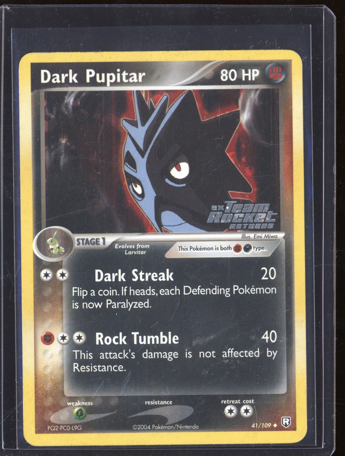 2004 Pokemon EX Team Rocket Returns 41/109 Dark Pupitar Reverse Holo