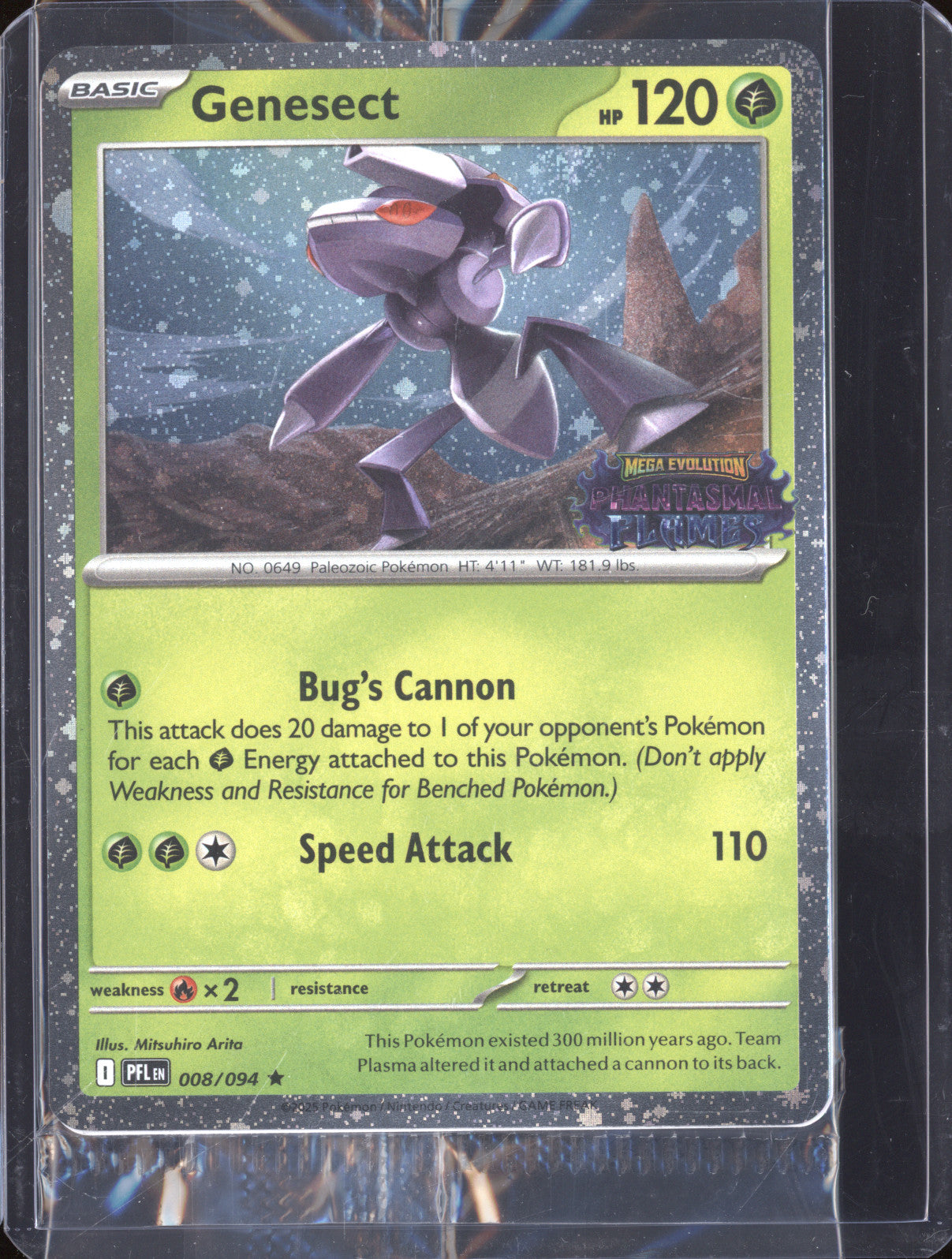 Genesect 2025 Pokemon Phantasmal Flames PFL 008/094 Holo Rare Stamped Promo