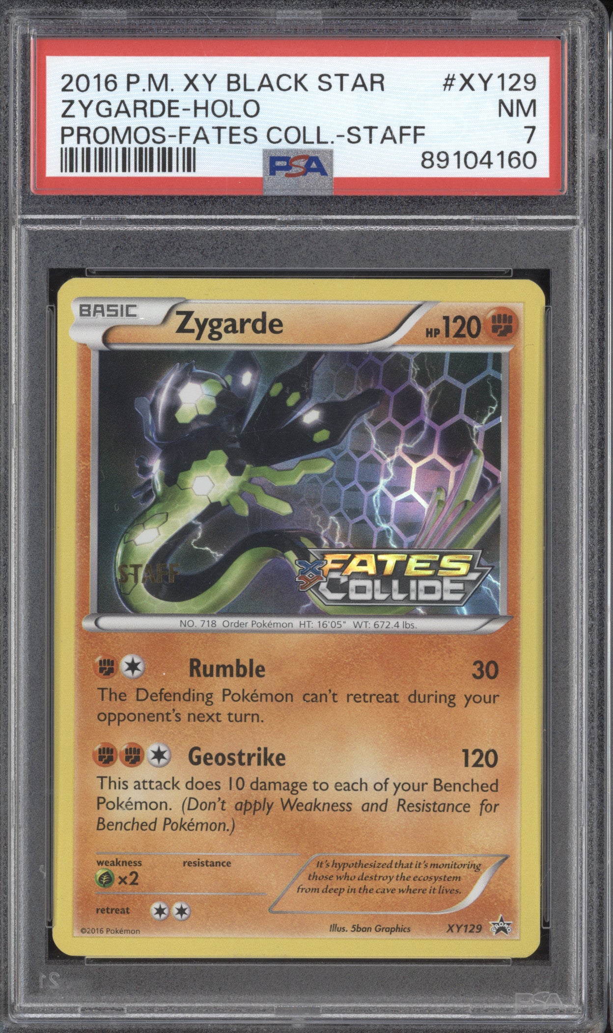 Zygarde 2016 Pokemon XY Promos XY129 Fates Collide Staff PSA 7