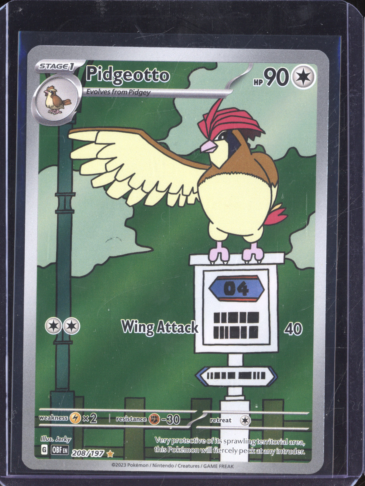 Pidegeotto 2023 Pokemon Obsidian Flames 208/197 Illustration Rare