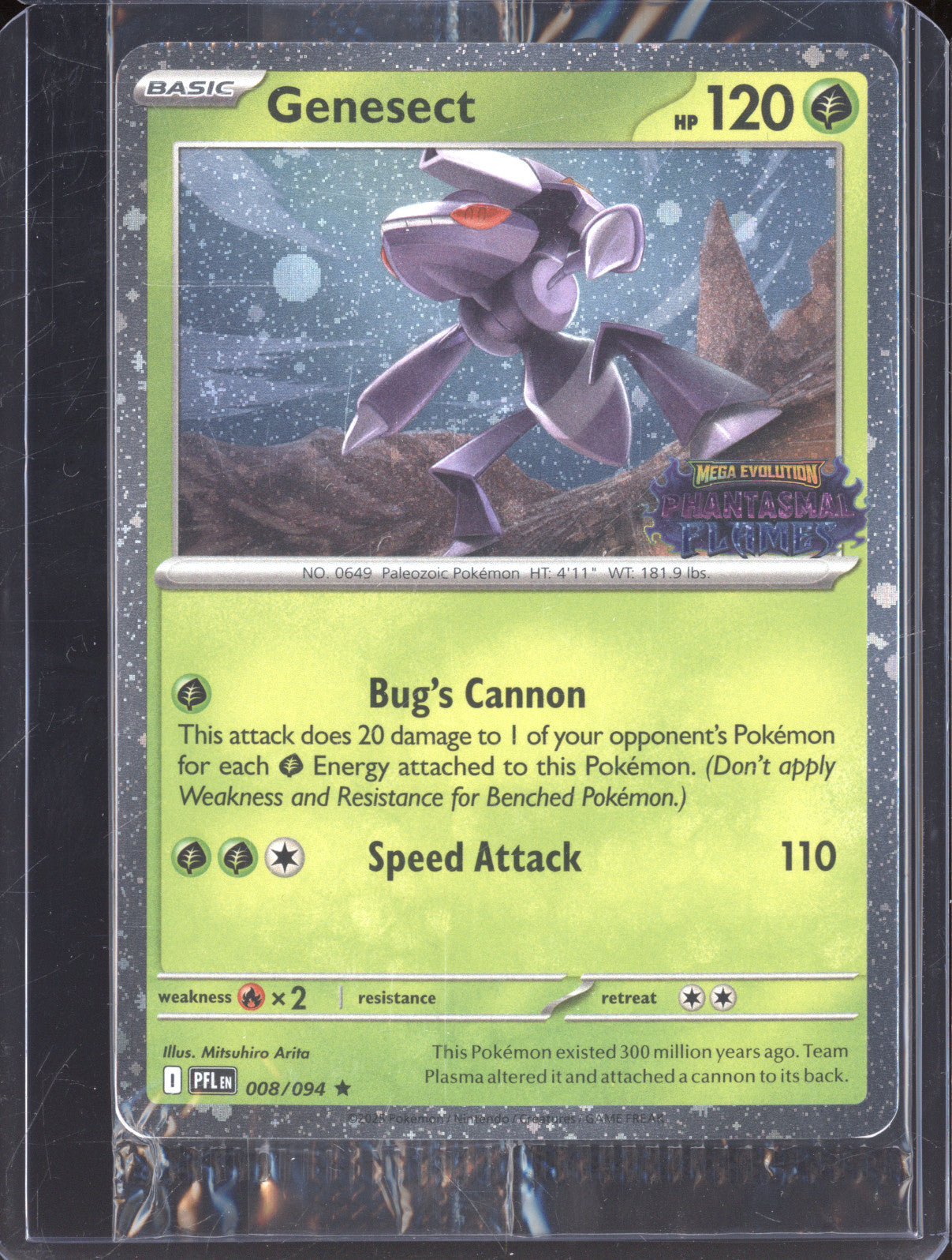 Genesect 2025 Pokemon Phantasmal Flames PFL 008/094 Holo Rare Stamped Promo