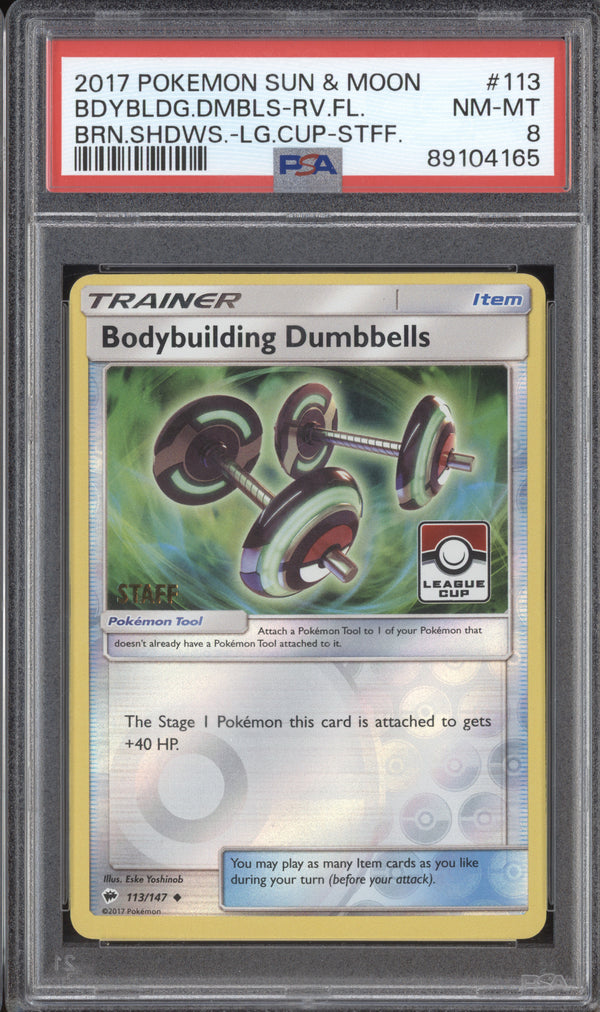 Bodybuilding Dumbbells 2017 Pokemon Burning Shadows 113/147 Staff Rev PSA 8