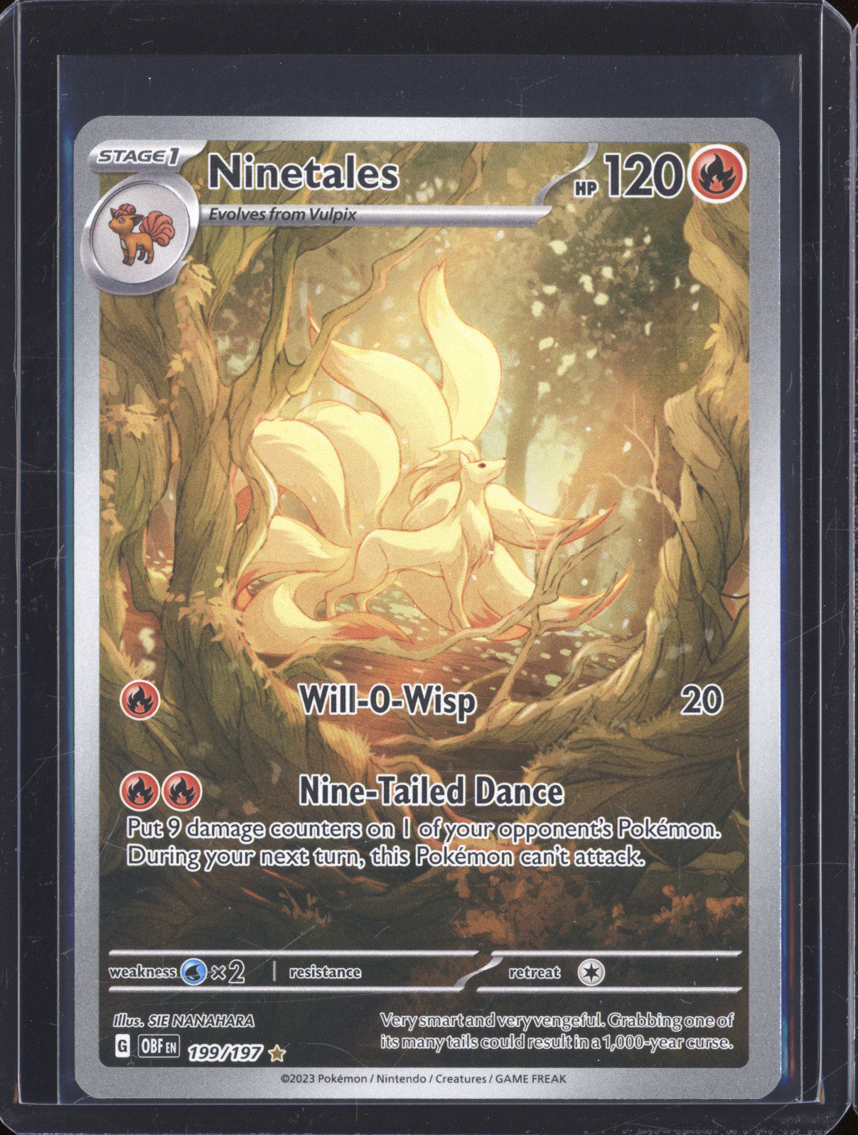 Ninetales 2023 Pokemon Obsidian Flames OBF 199/197 Illustration Rare