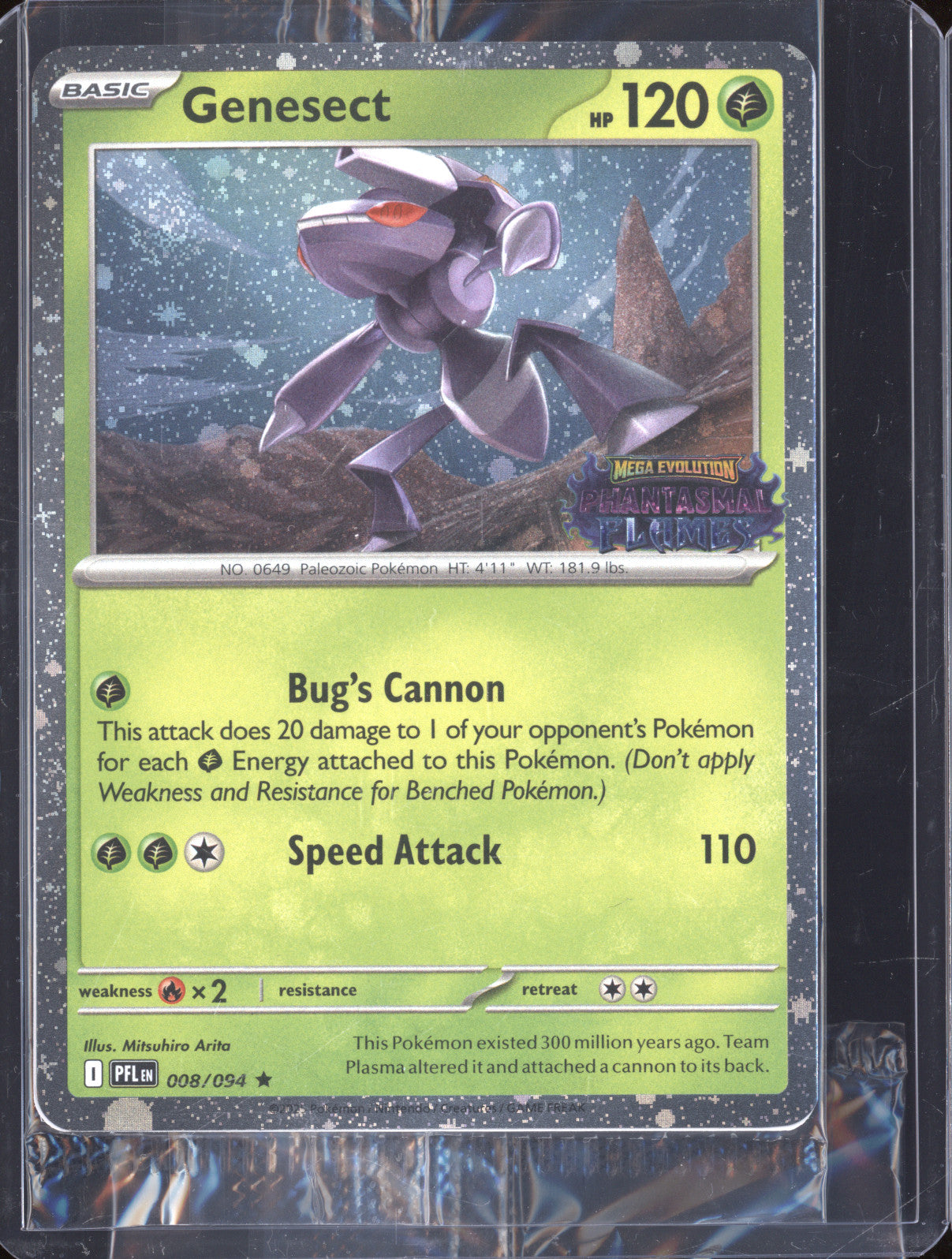 Genesect 2025 Pokemon Phantasmal Flames PFL 008/094 Holo Rare Stamped Promo