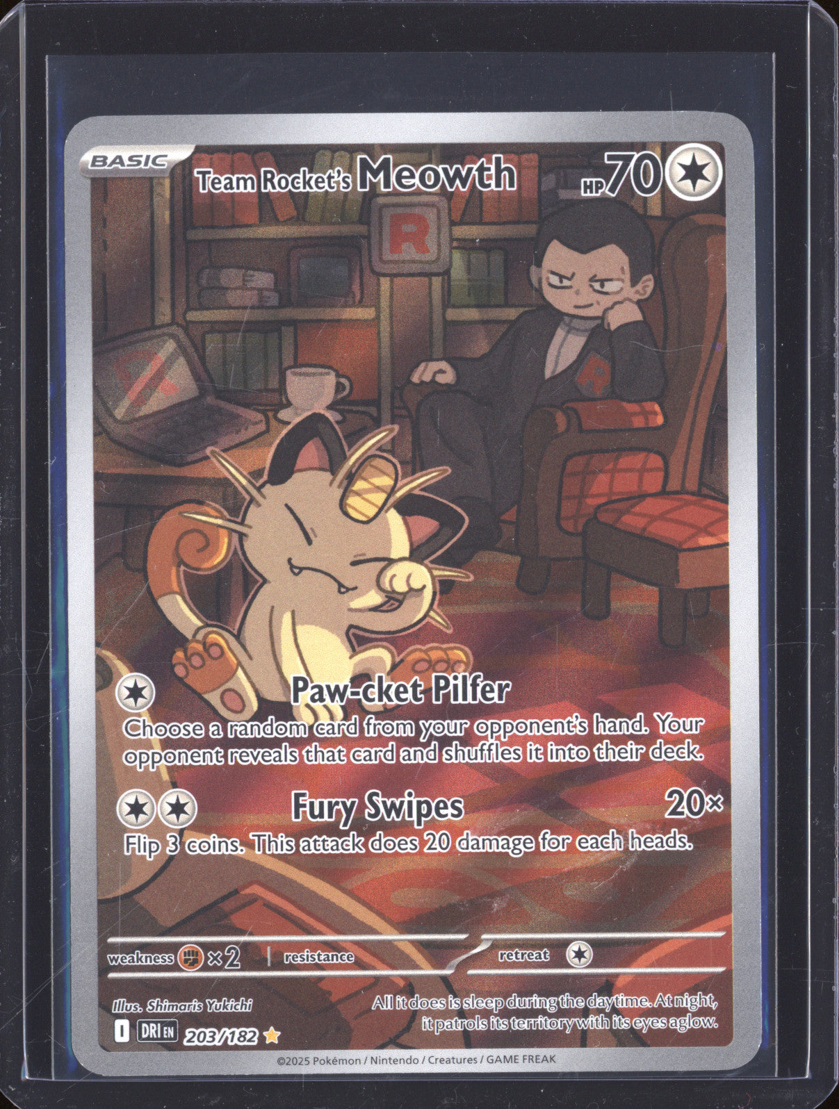 Team Rocket's Meowth 2025 Pokemon Destined Rivals 203/182 Illustration Rare