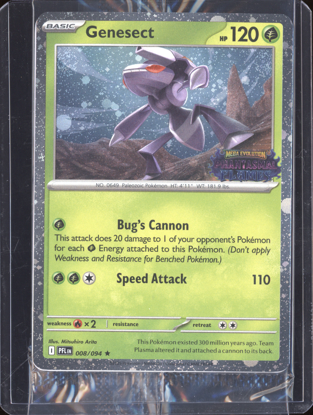 Genesect 2025 Pokemon Phantasmal Flames PFL 008/094 Holo Rare Stamped Promo