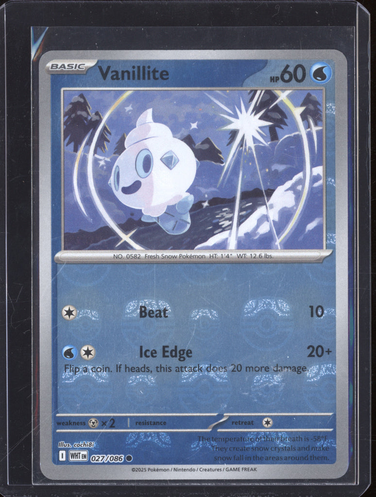2025 Pokemon White Flare WHT 027/086 Vanillite Master Ball Reverse Hol
