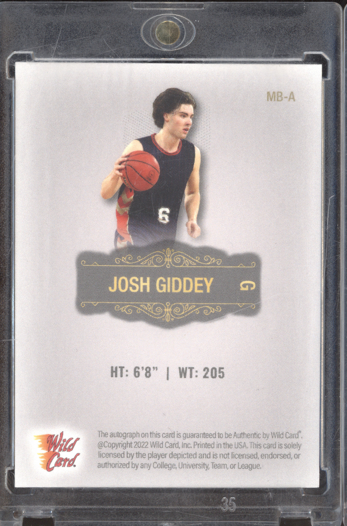 2022 Wild Card Matte MB-A Josh Giddey Red Auto 5/50