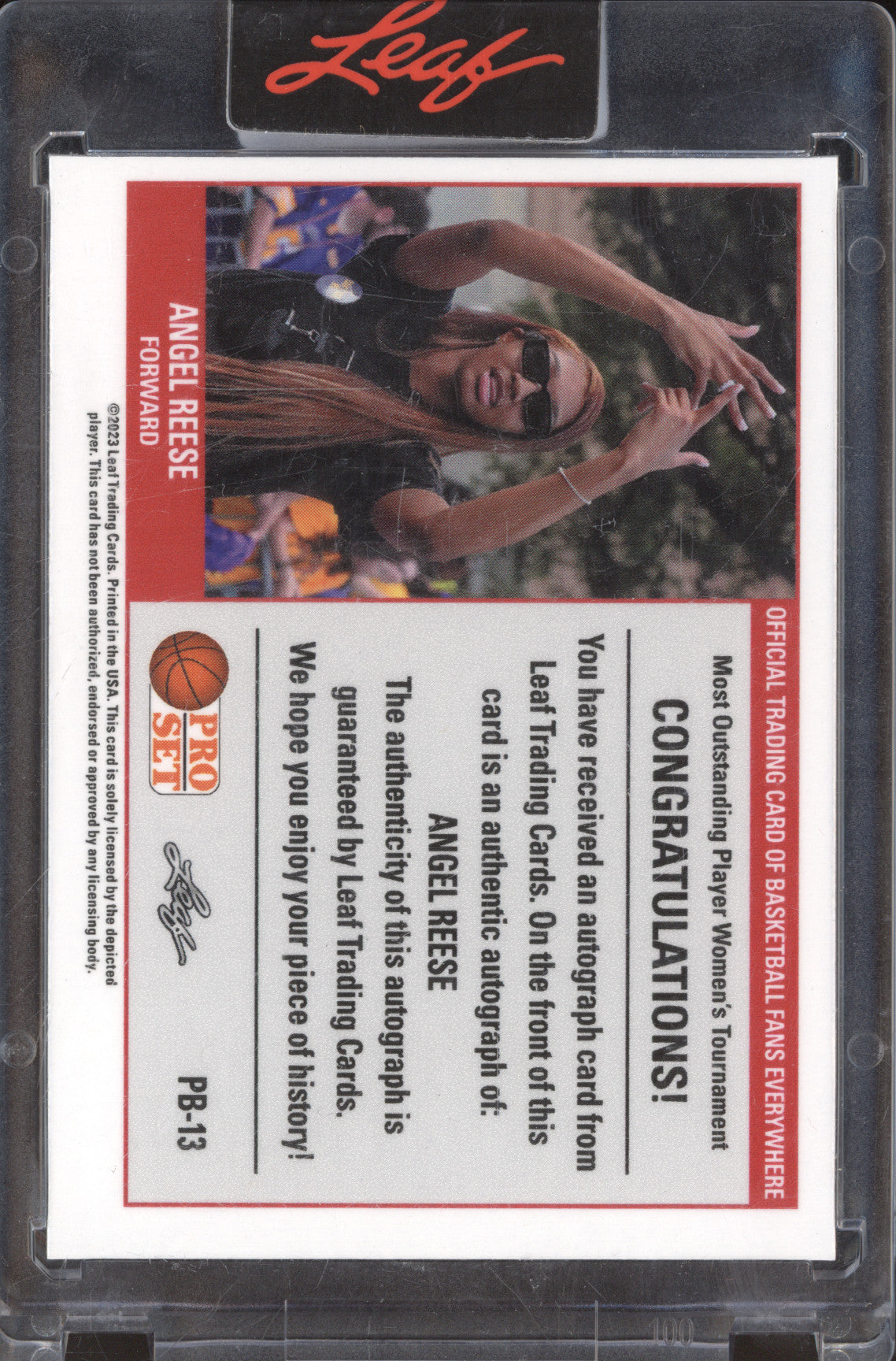 2023 Leaf Pro Set PB-13 Angel Reese Auto 225/338