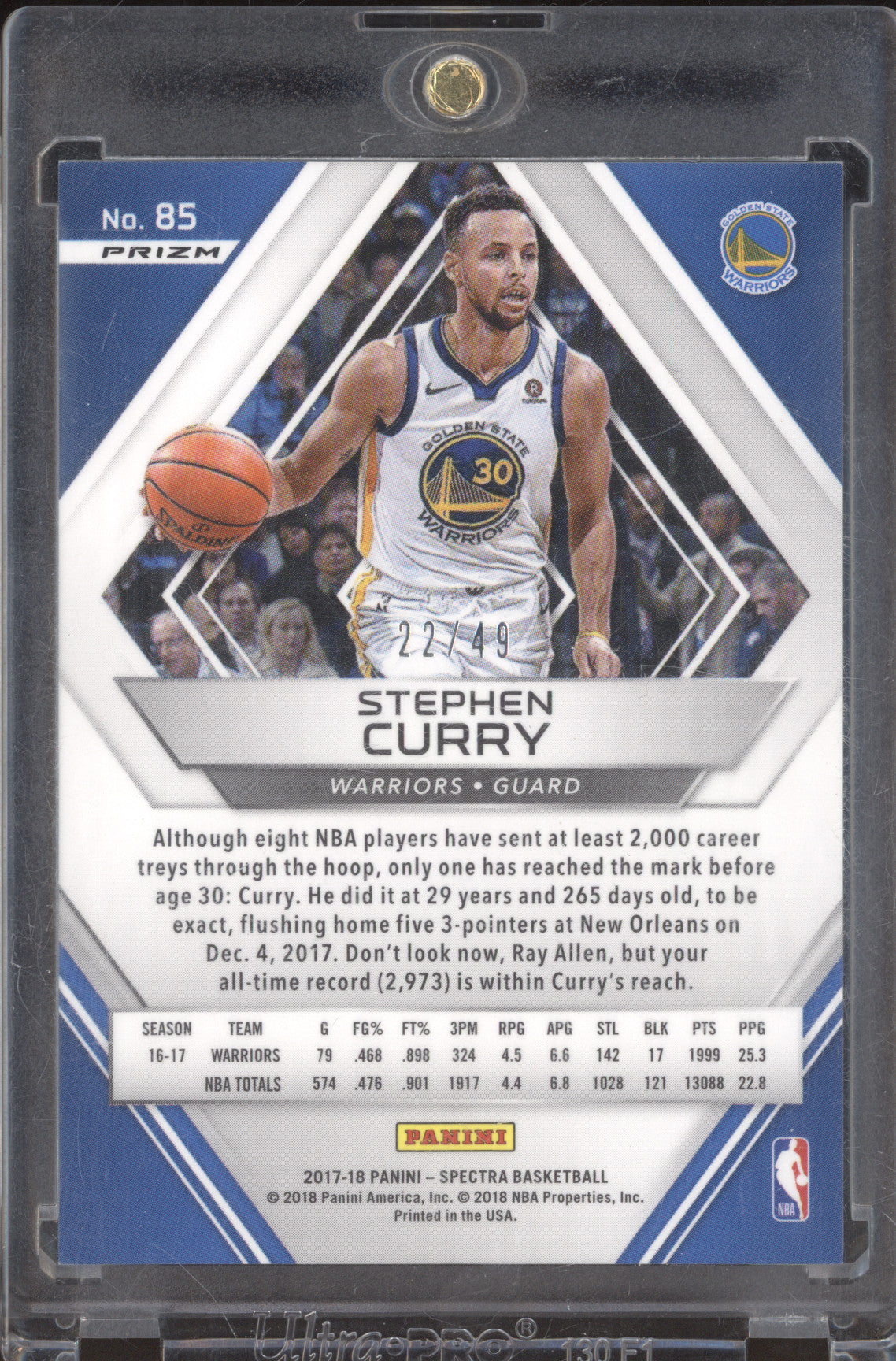 2019 Panini Spectra 85 Stephen Curry Green 22/49