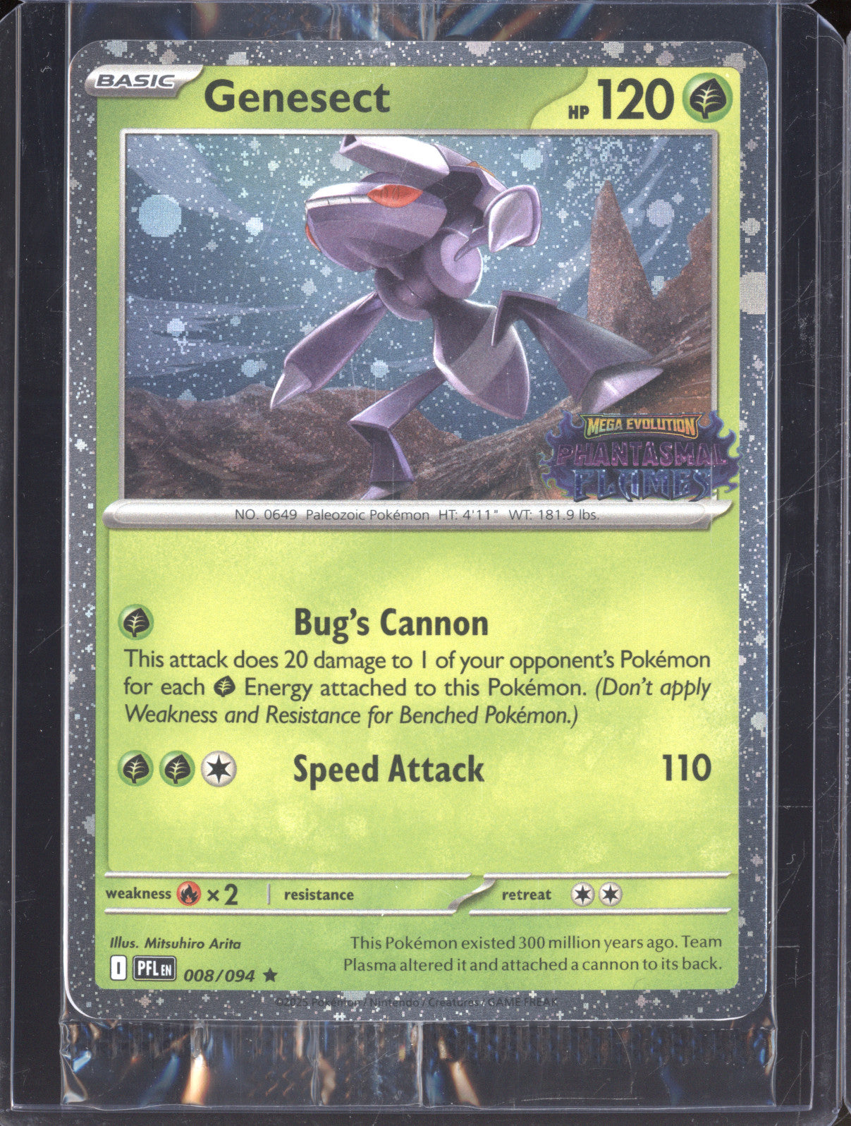 Genesect 2025 Pokemon Phantasmal Flames PFL 008/094 Holo Rare Stamped Promo
