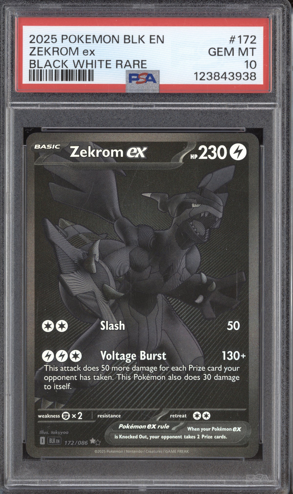 Zekrom Ex 2025 Pokemon Black Bolt BLK 172/086 Black White Rare PSA 10 Zekrom Ex 2025 Pokemon Black Bolt BLK 172/086 Black White Rare PSA 10