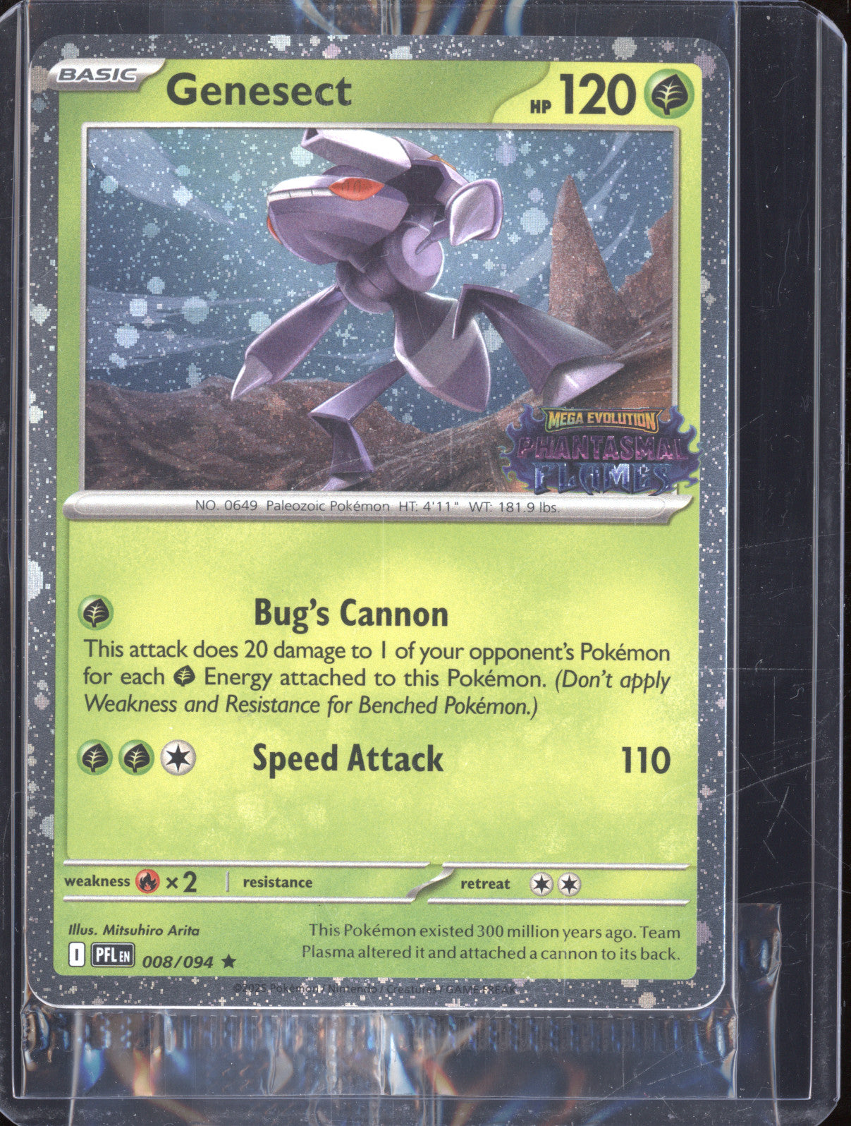 Genesect 2025 Pokemon Phantasmal Flames PFL 008/094 Holo Rare Stamped Promo