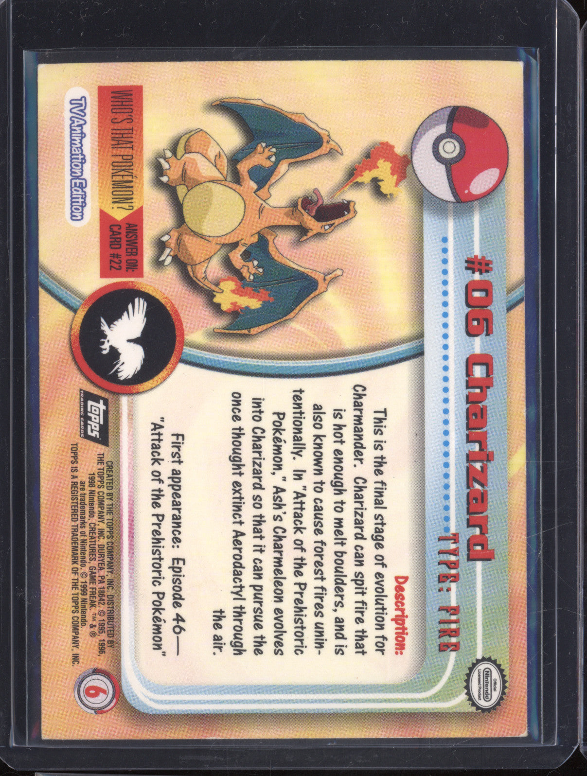 Charizard 1999 Pokemon Topps Series 1 6 Holo - Black Logo
